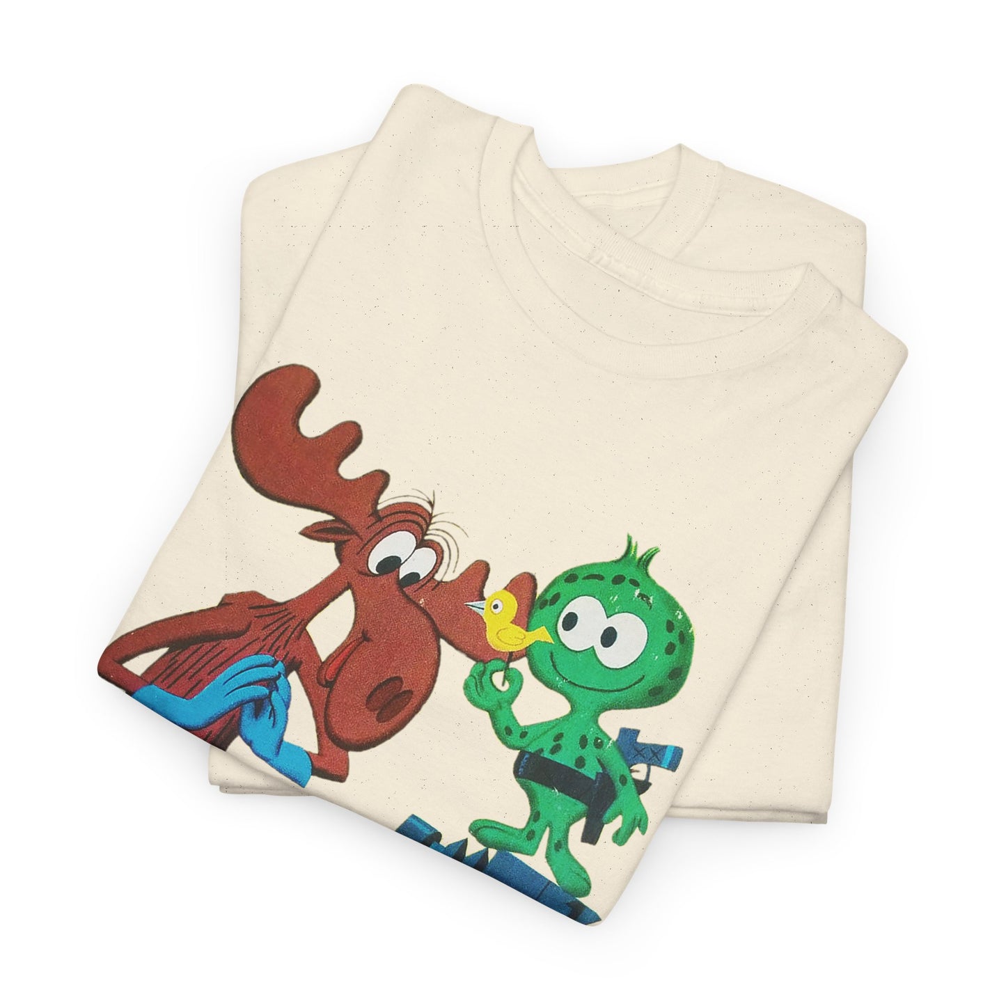 the rocky and bullwinkle show with gidney and cloyd reproduction tshirt