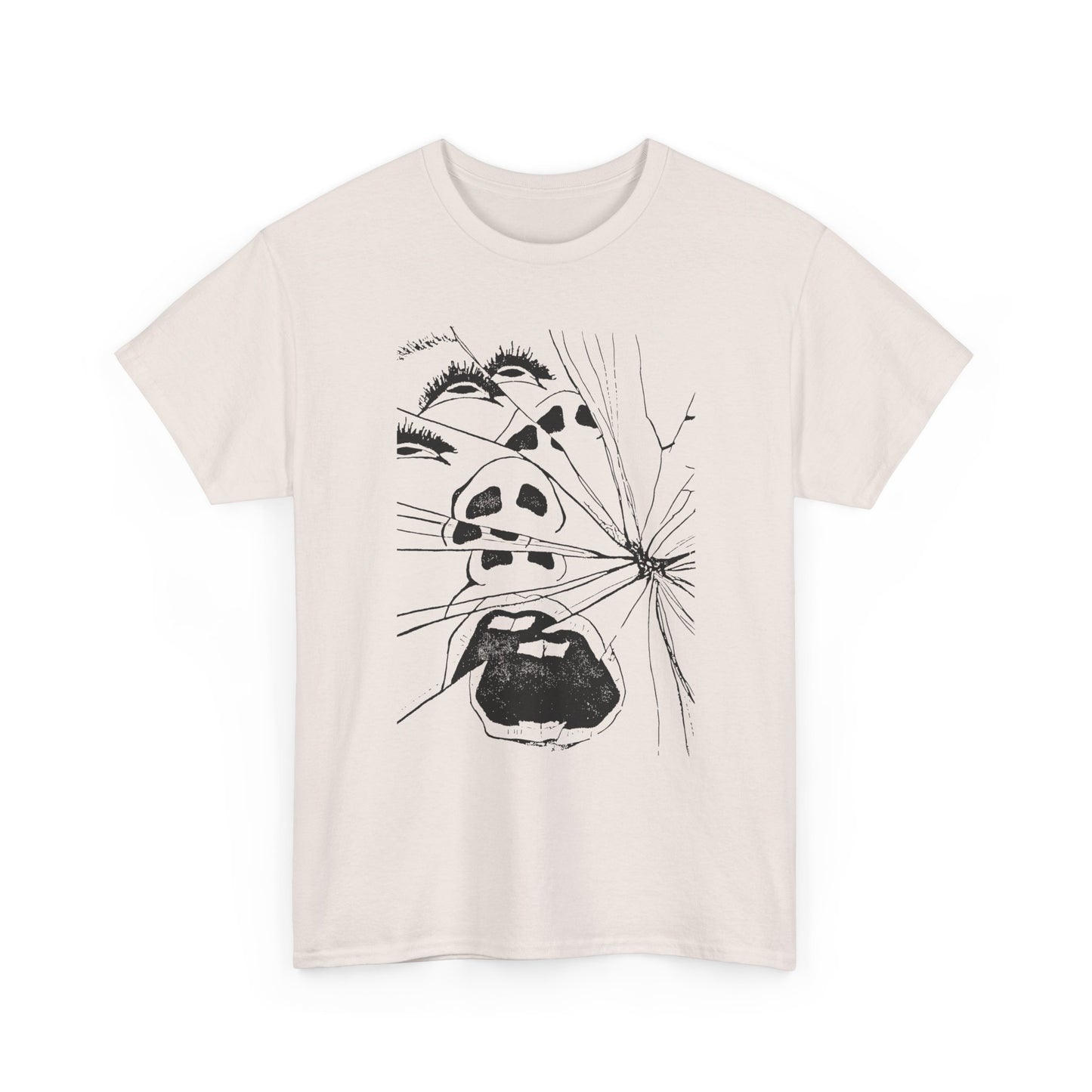 woman screaming through broken glass illustration custom edit tshirt