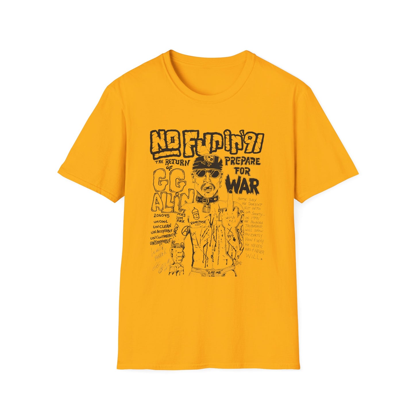 no fun in '91 gg allin show poster tshirt