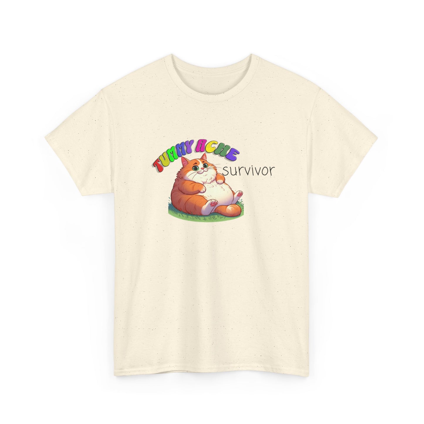 tummy ache survivor stuffed kitty silly tshirt