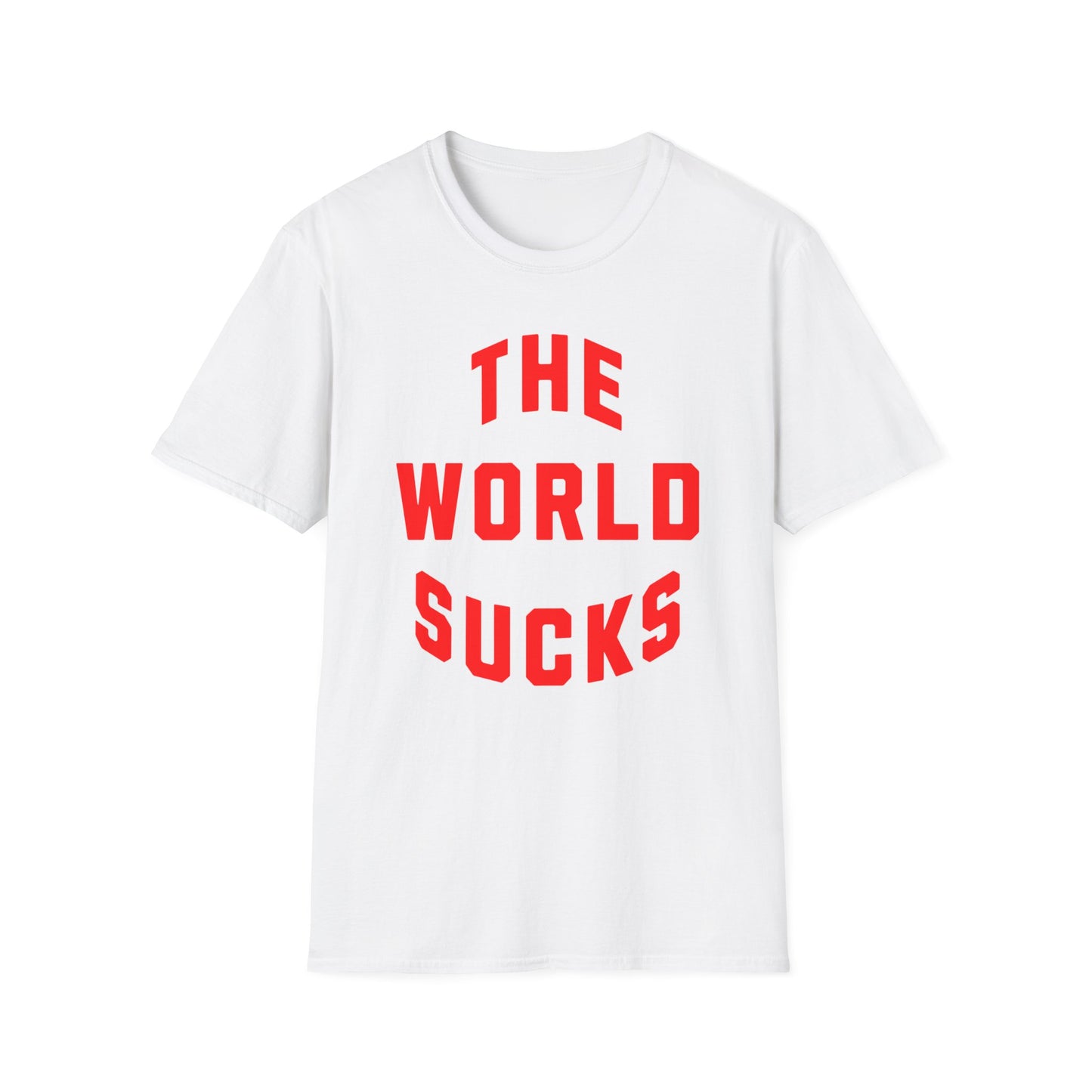 the world sucks in red tshirt