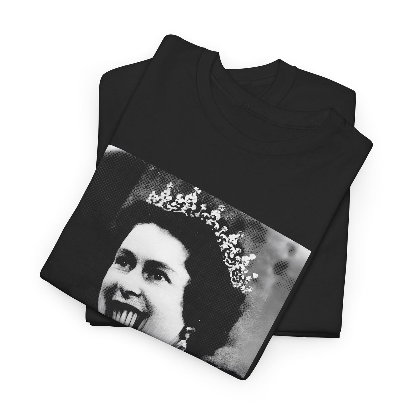 1950s queen elizabeth 2 weegee distortion photo black tshirt