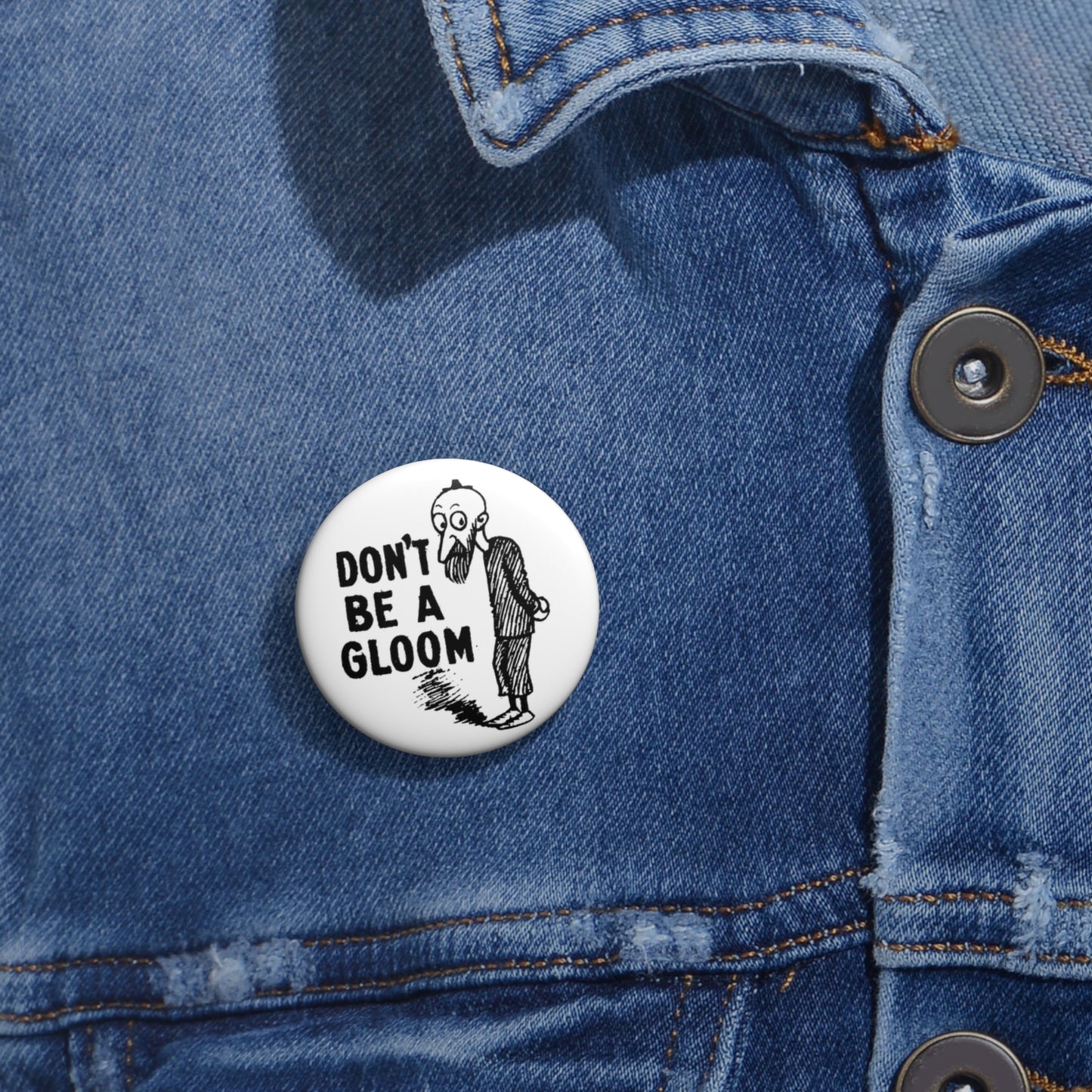 don't be a gloom vintage reproduction of a tokio cigarette pin by t.e powers gloom and joy custom pin button