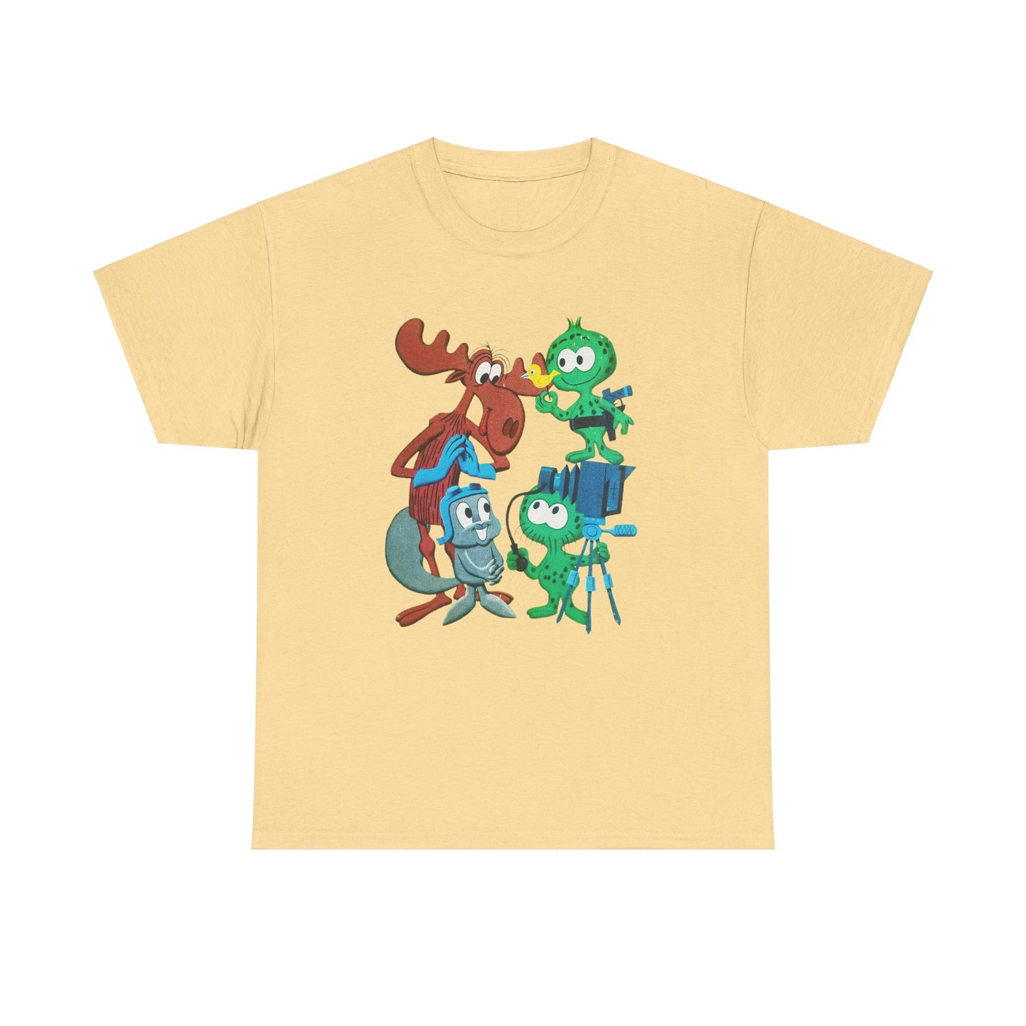 the rocky and bullwinkle show with gidney and cloyd reproduction tshirt