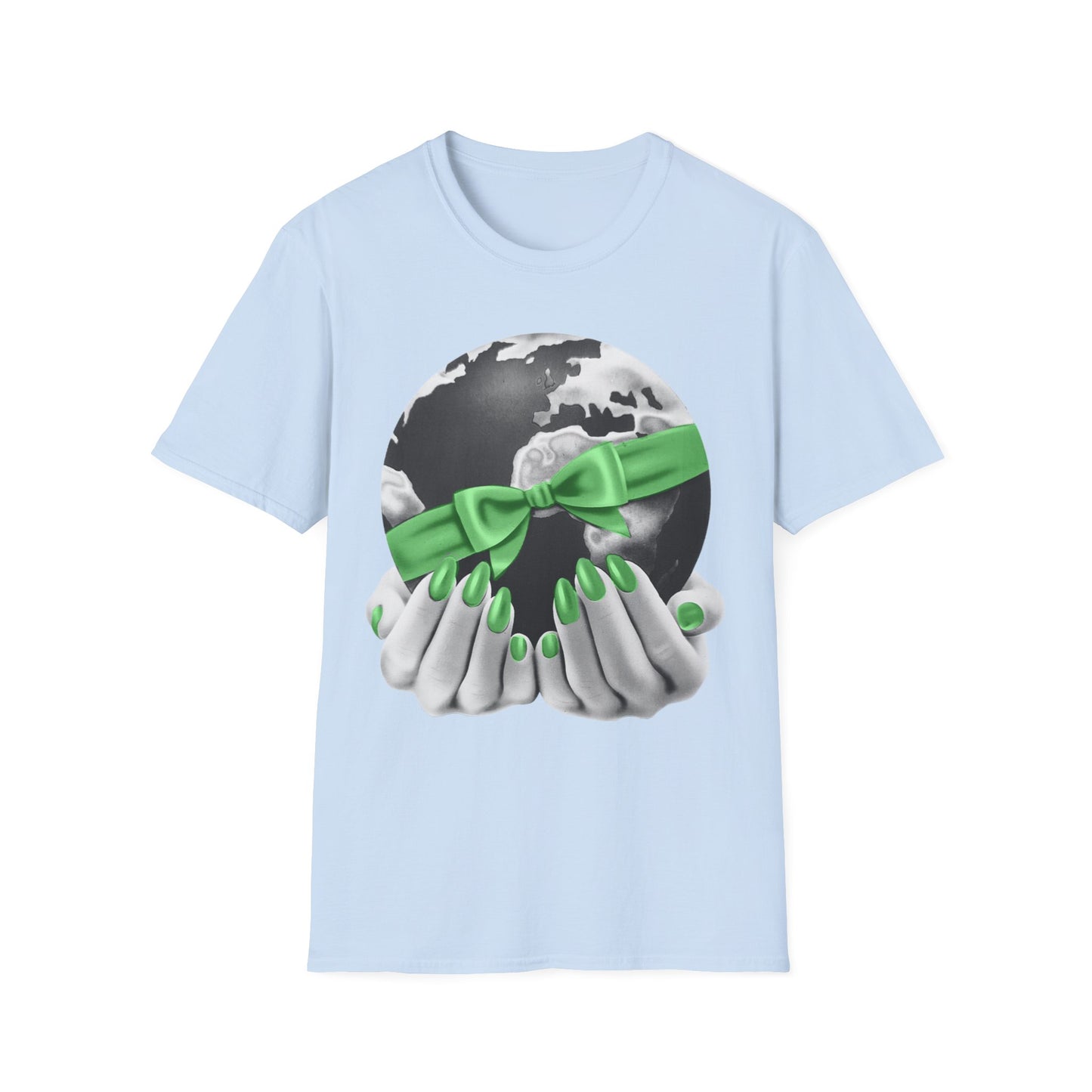 i'd give you the world 1980s graphic from a greeting card green nail version tshirt