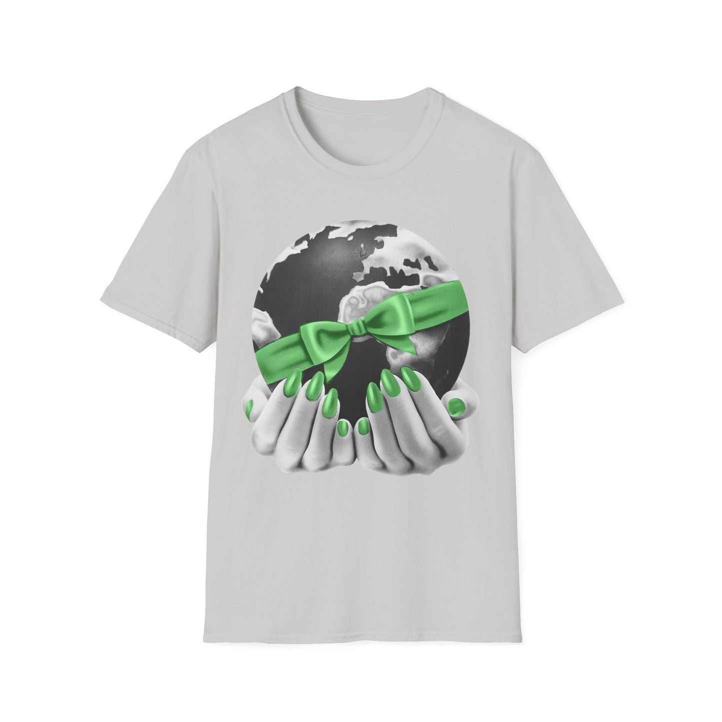 i'd give you the world 1980s graphic from a greeting card green nail version tshirt