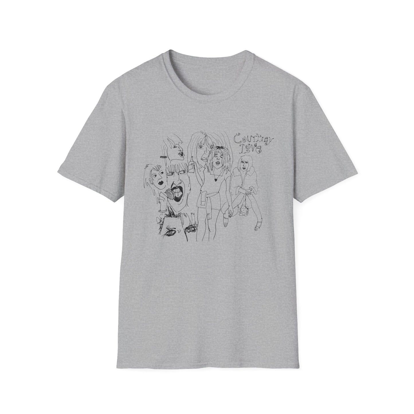original drawing, courtney love collage tshirt