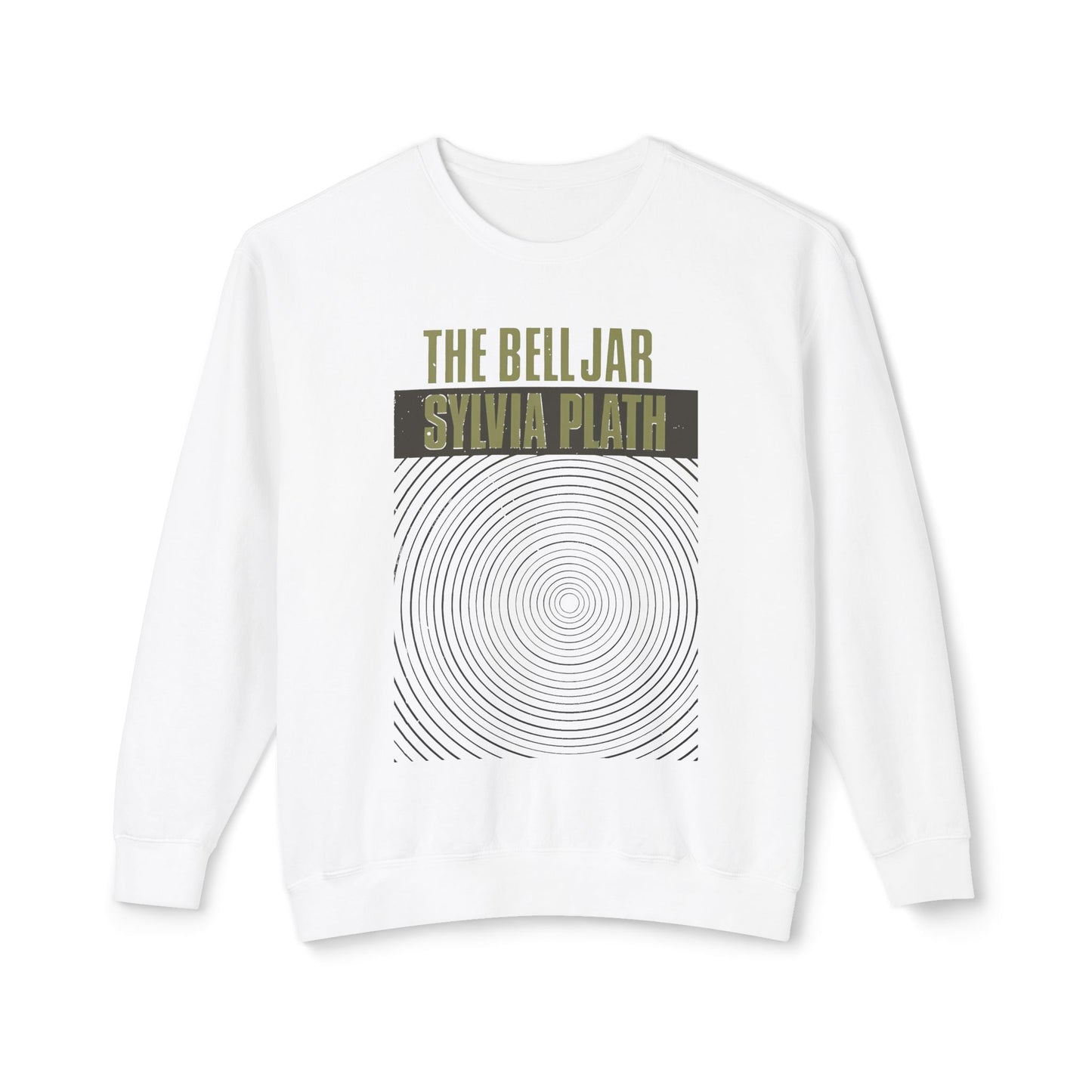 1963 book by sylvia plath "the bell jar" book cover on a 100% cotton sweatshirt