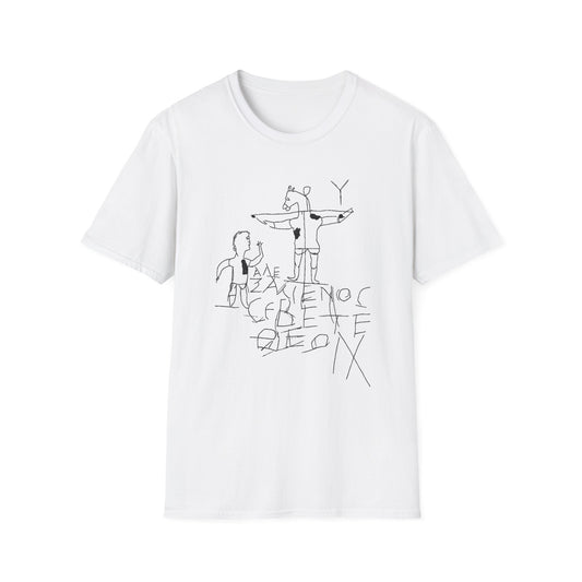 alexamenos graffito blasfemo young man worships donkey early graffiti 200 bc white and black tshirt