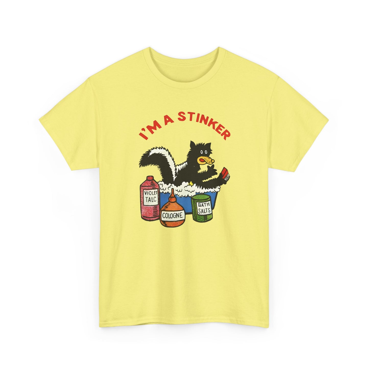 1960s skunk in bath i'm a stinker reproduction tshirt