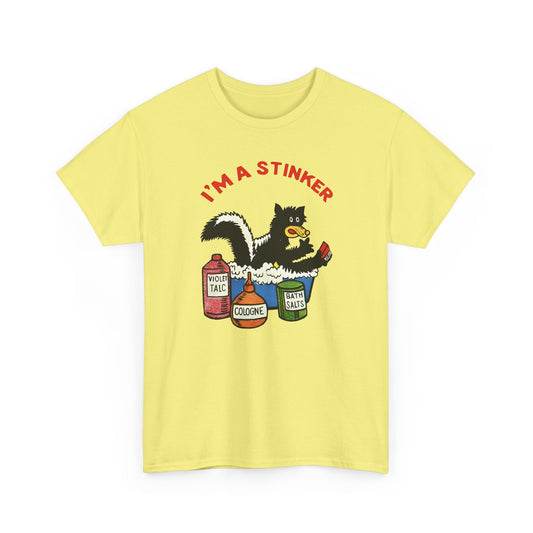1960s skunk in bath i'm a stinker reproduction tshirt