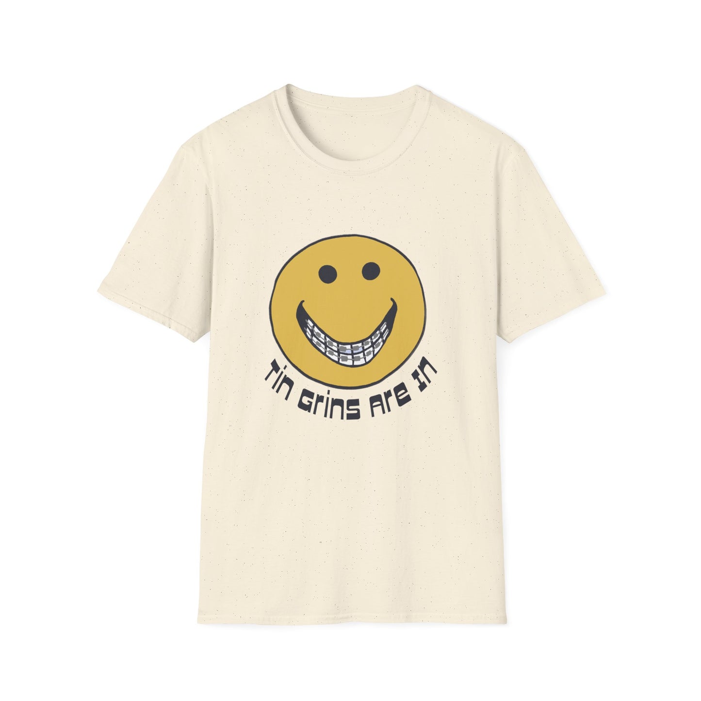 vintage "tin grins are in" 1970s design tshirt