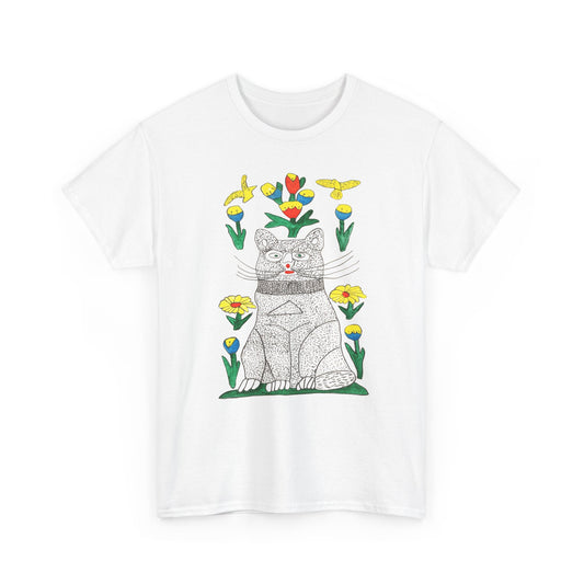 1970s cat painting by canadian folk artist joseph sleep custom edit tshirt