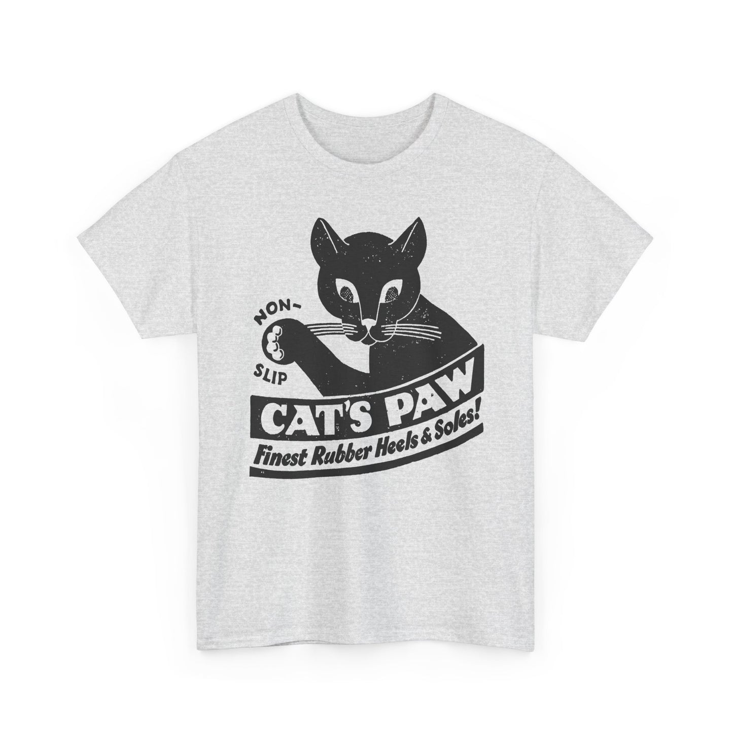 1940s cat's paw rubber heels and soles shoe company logo reproduction tshirt