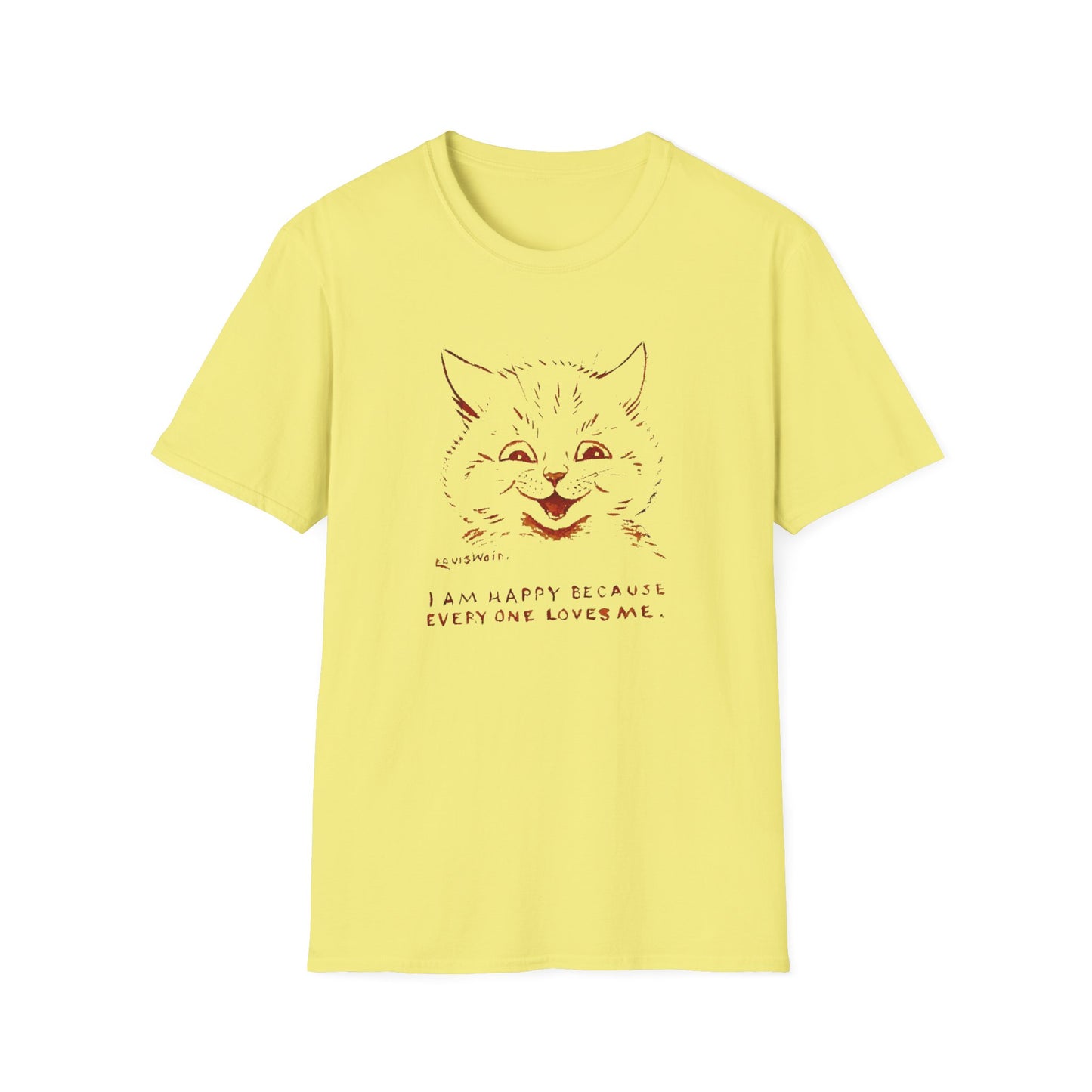 1924 louis wain cat painting i am happy because everyone loves me tshirt