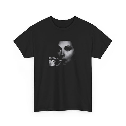 hedy lamarr smoking in the 1947 film noir dishonoured lady (sins of madeline) tshirt
