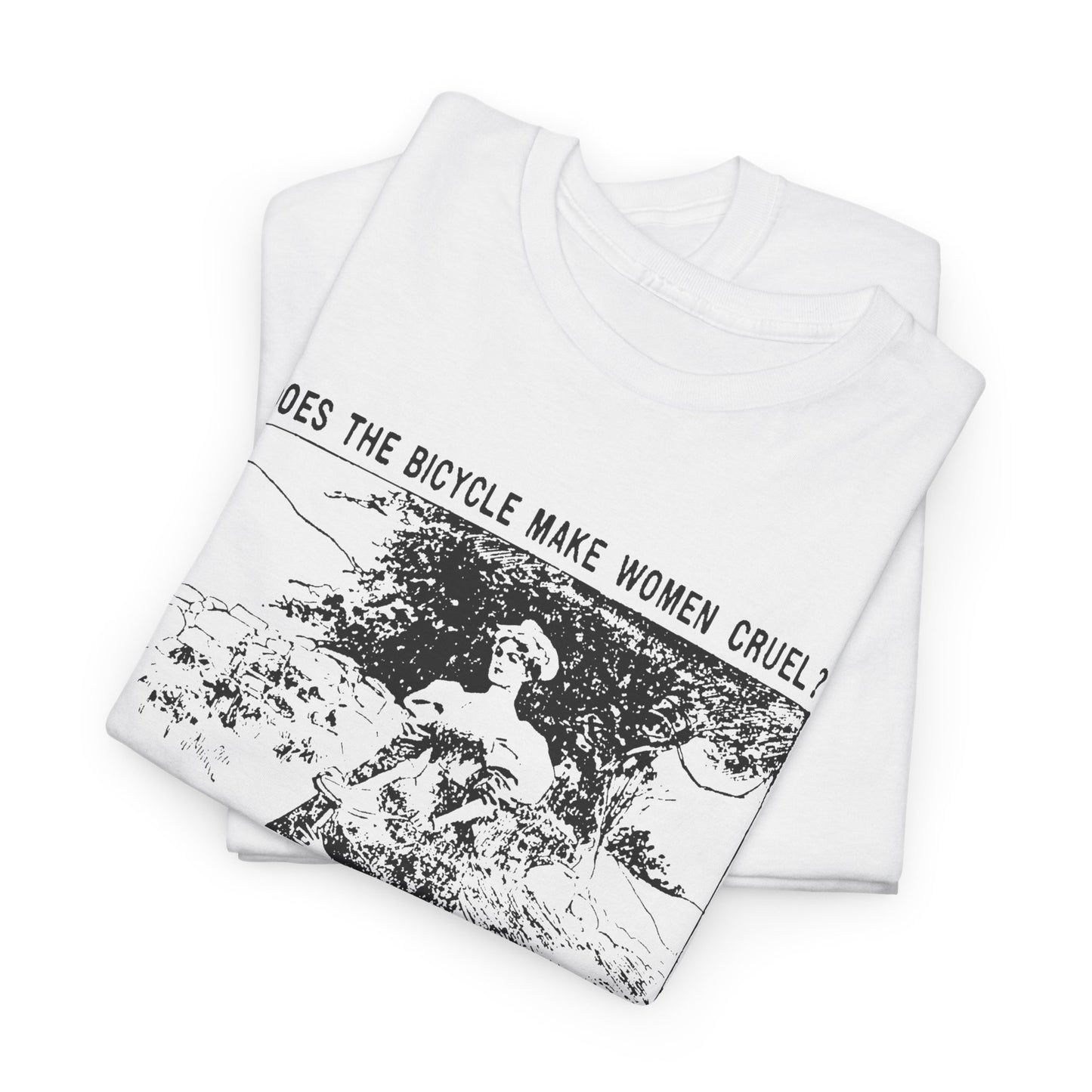 1897 cartoon does the bicycle make women cruel? reproduction tshirt
