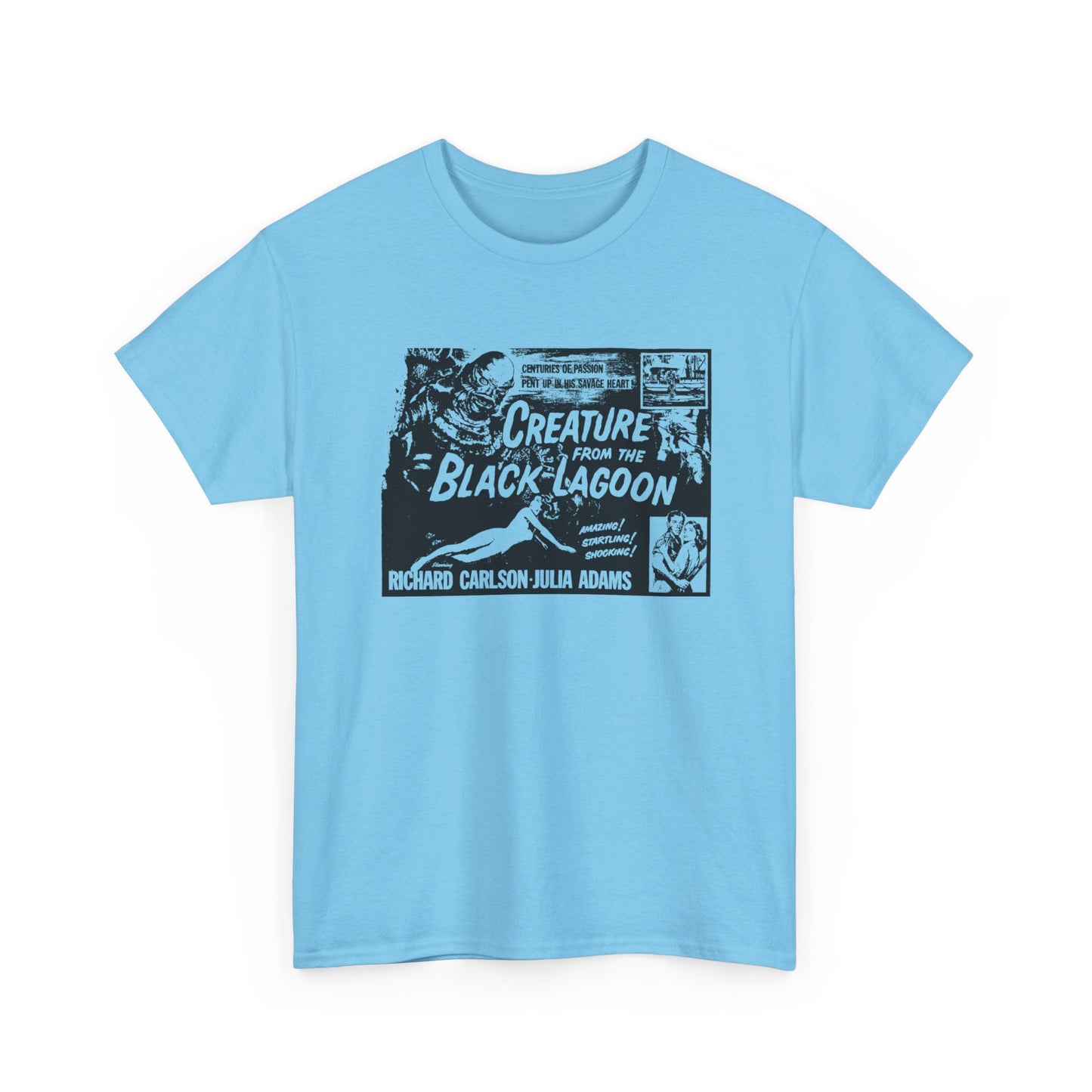 creature from the black lagoon 1954 movie poster stencil style fan art tshirt