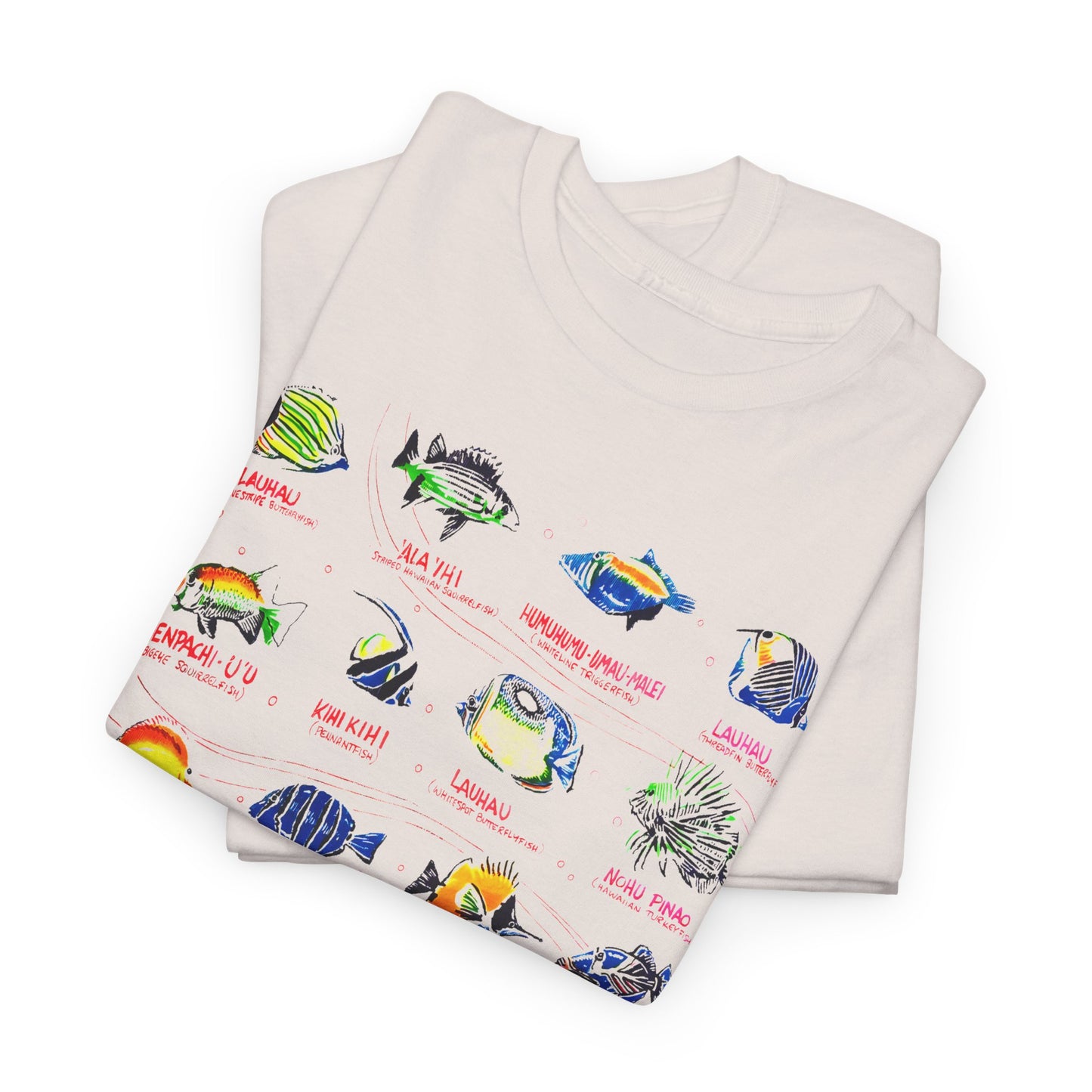 vintage hawaiian fishes reproduction with fish names tshirt