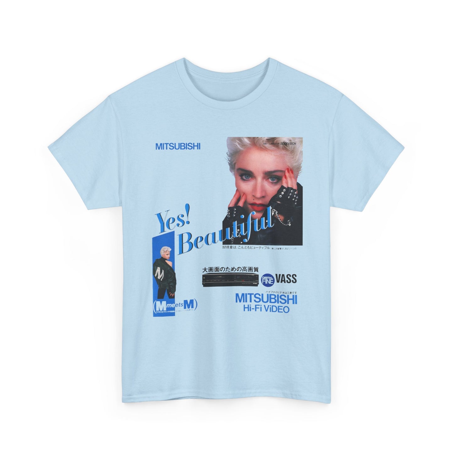 1987 japanese mitsubishi hi fi video ad with madonna reproduction tshirt