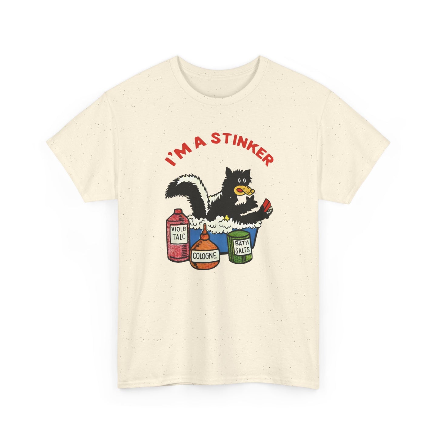 1960s skunk in bath i'm a stinker reproduction tshirt