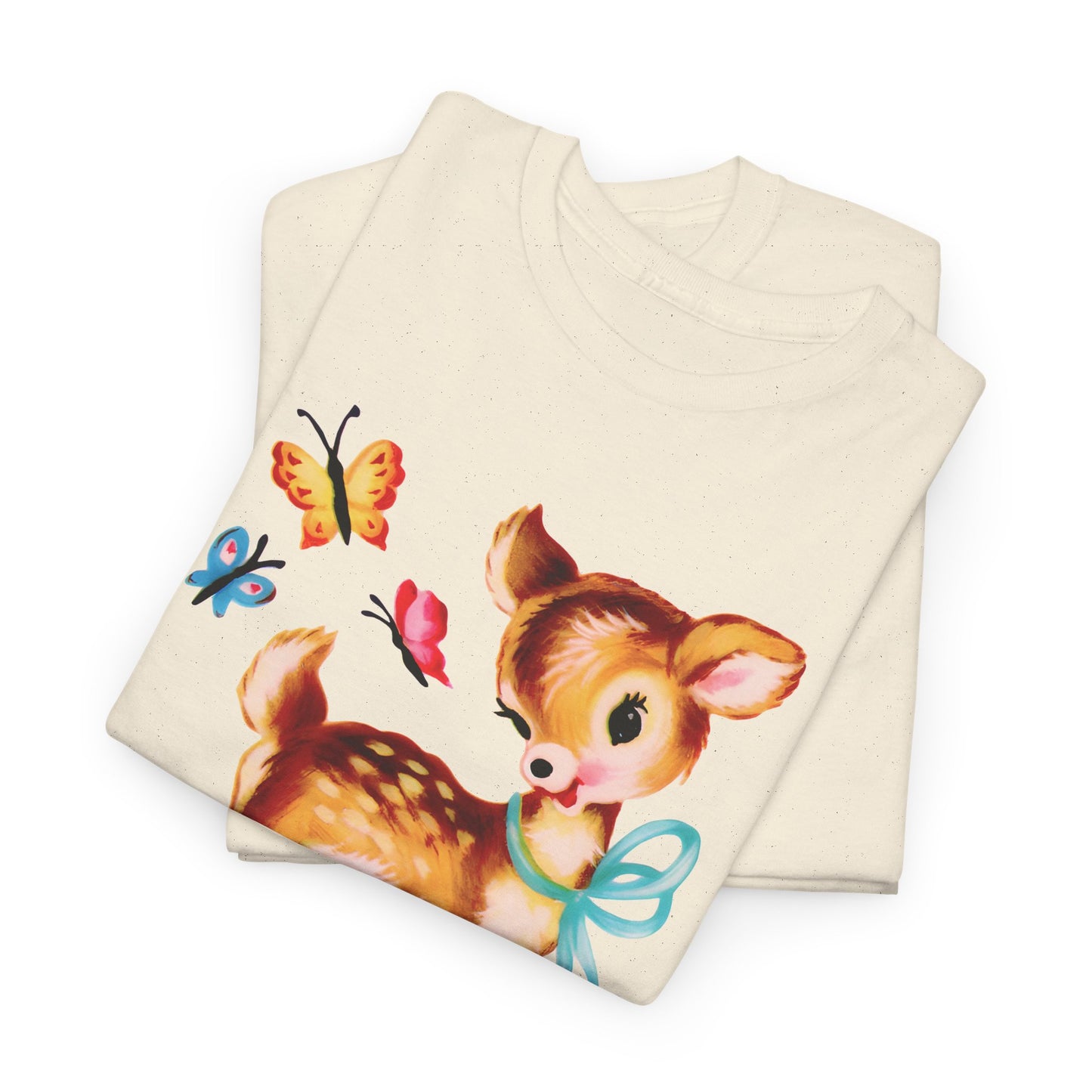 vintage cute baby deer reproduction tshirt