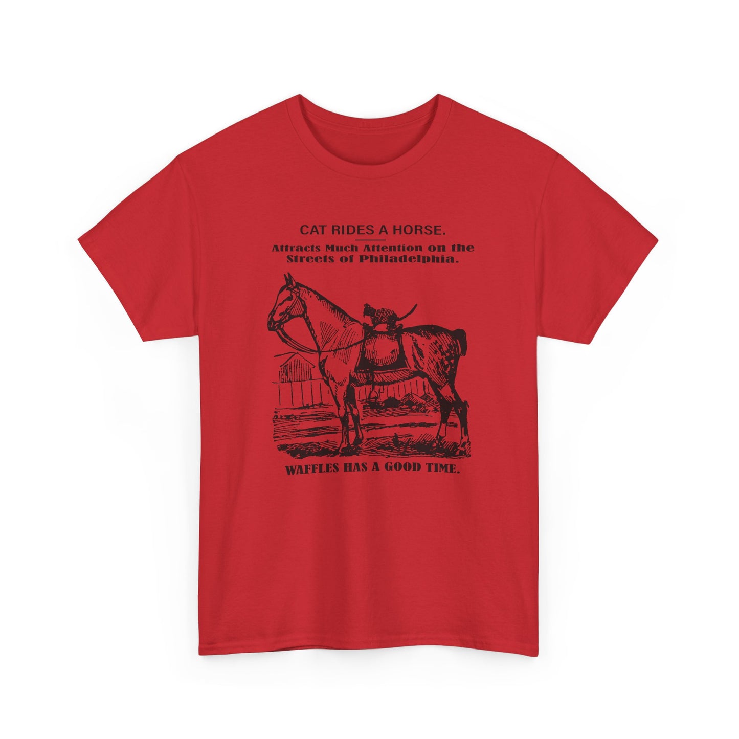 1898 cat named waffles rides horse news article drawing reproduction tshirt