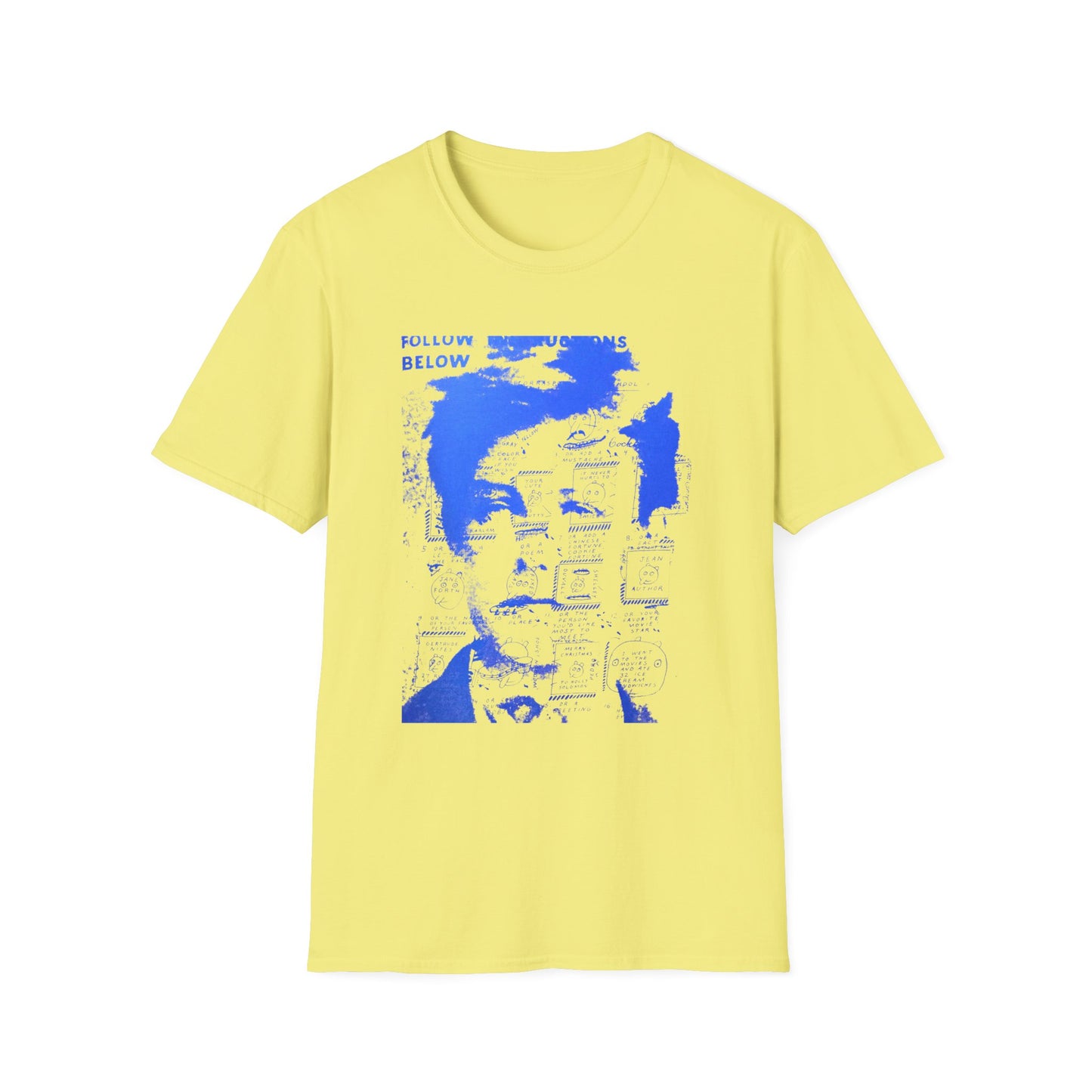 ray johnson arthur rimbaud art in blue tshirt