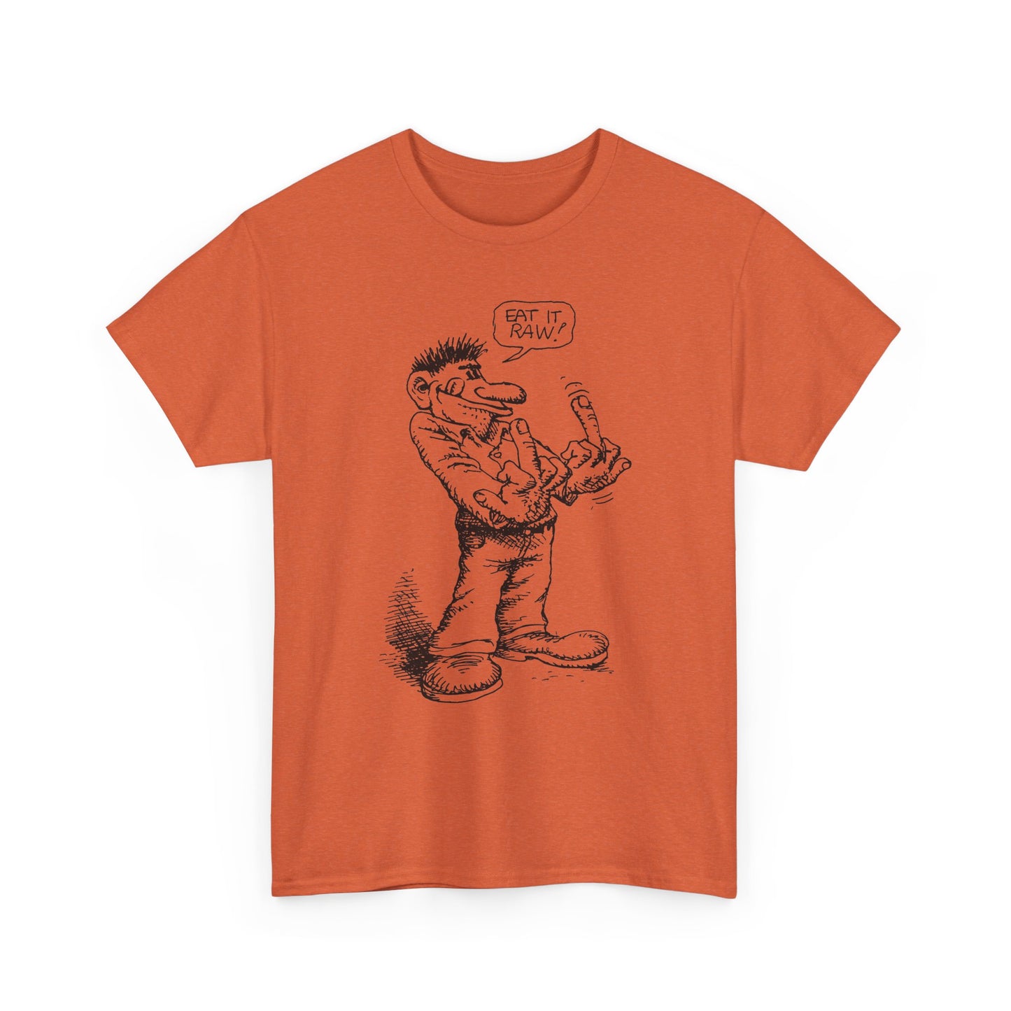 r. crumb eat it raw! double middle finger tshirt