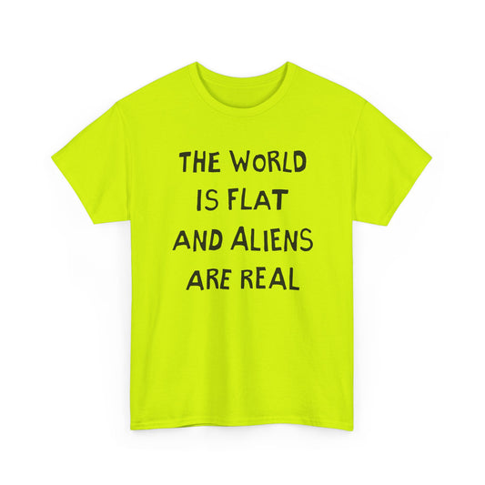 the world is flat and aliens are real hand drawn font tshirt