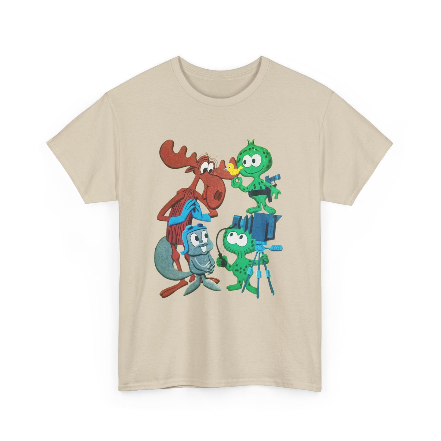 the rocky and bullwinkle show with gidney and cloyd reproduction tshirt