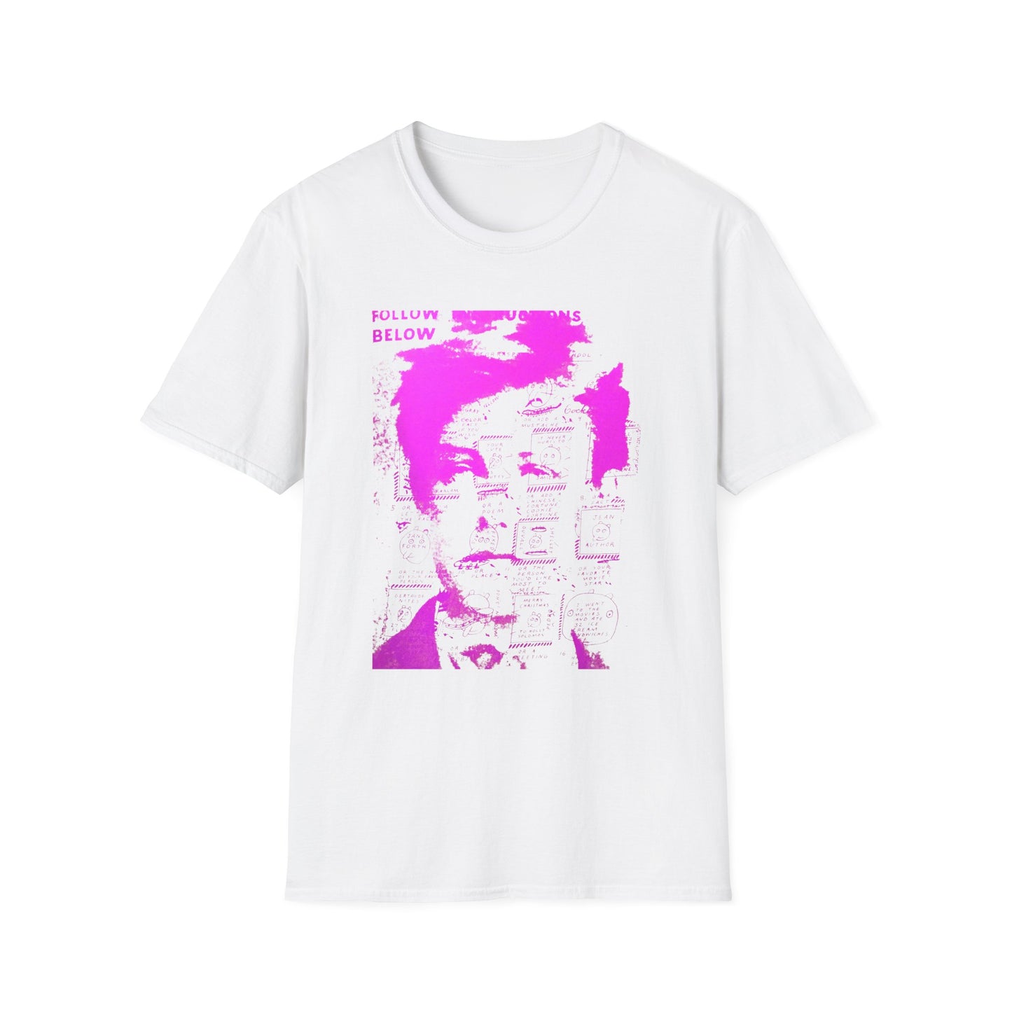 ray johnson arthur rimbaud art in pink tshirt