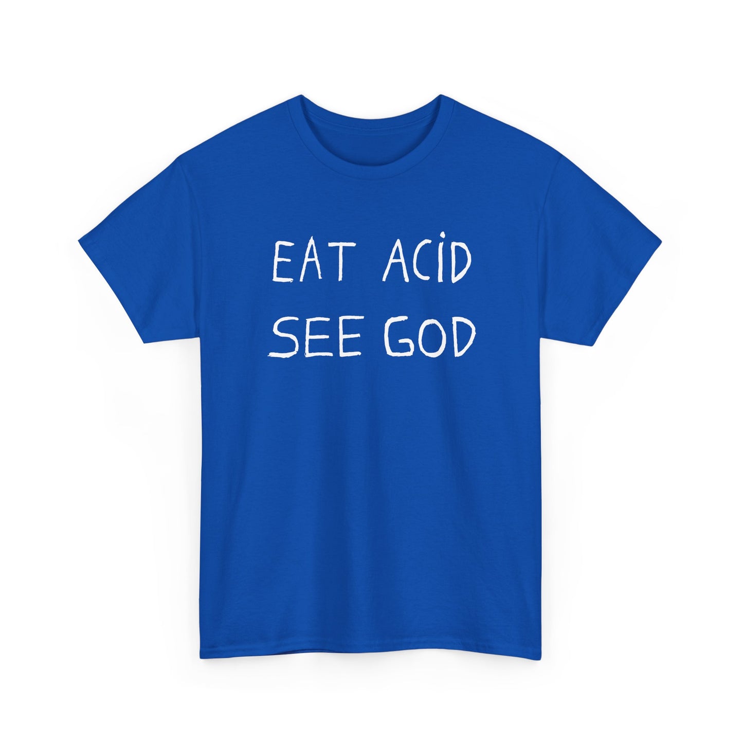 eat acid see god hand drawn font tshirt