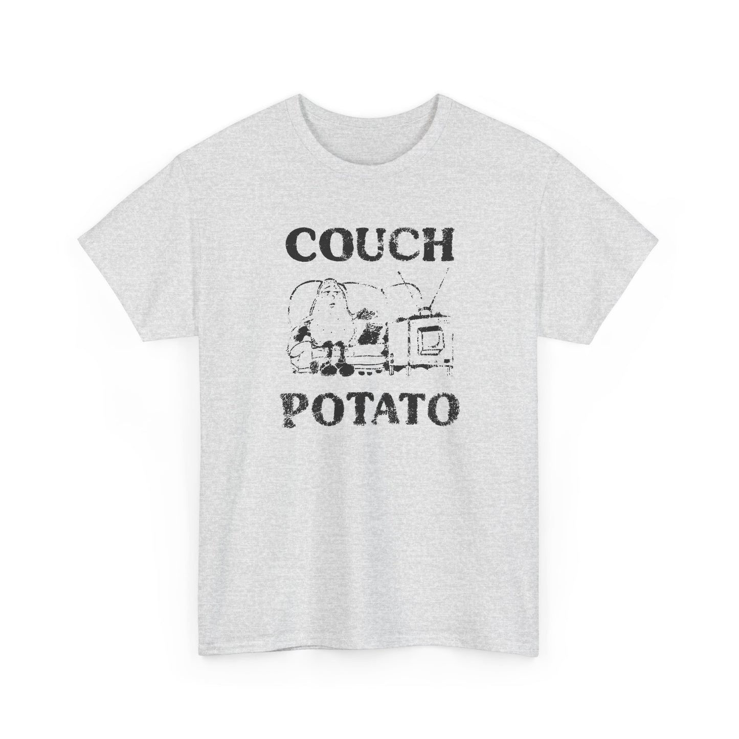 vintage couch potato reproduction in black graphic tshirt