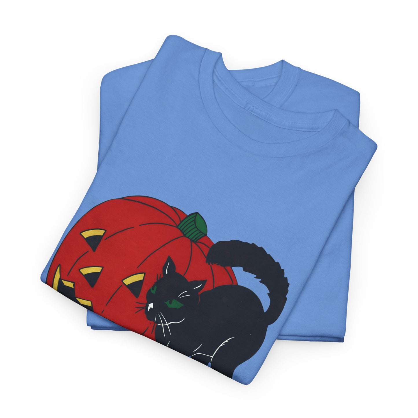 vintage 1960s halloween jack o lantern and black cat reproduction tshirt