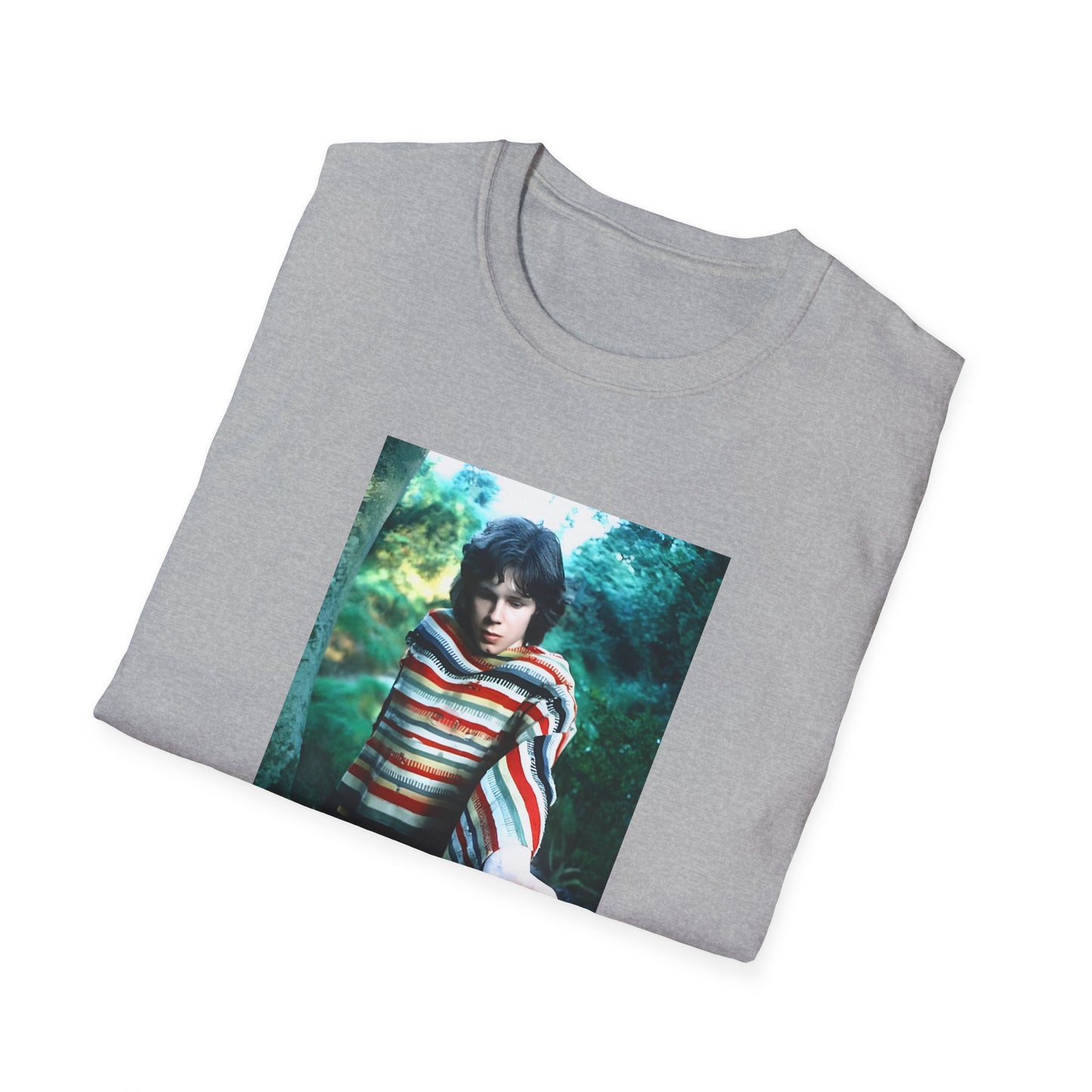 nick drake in the forest holding mushrooms tshirt