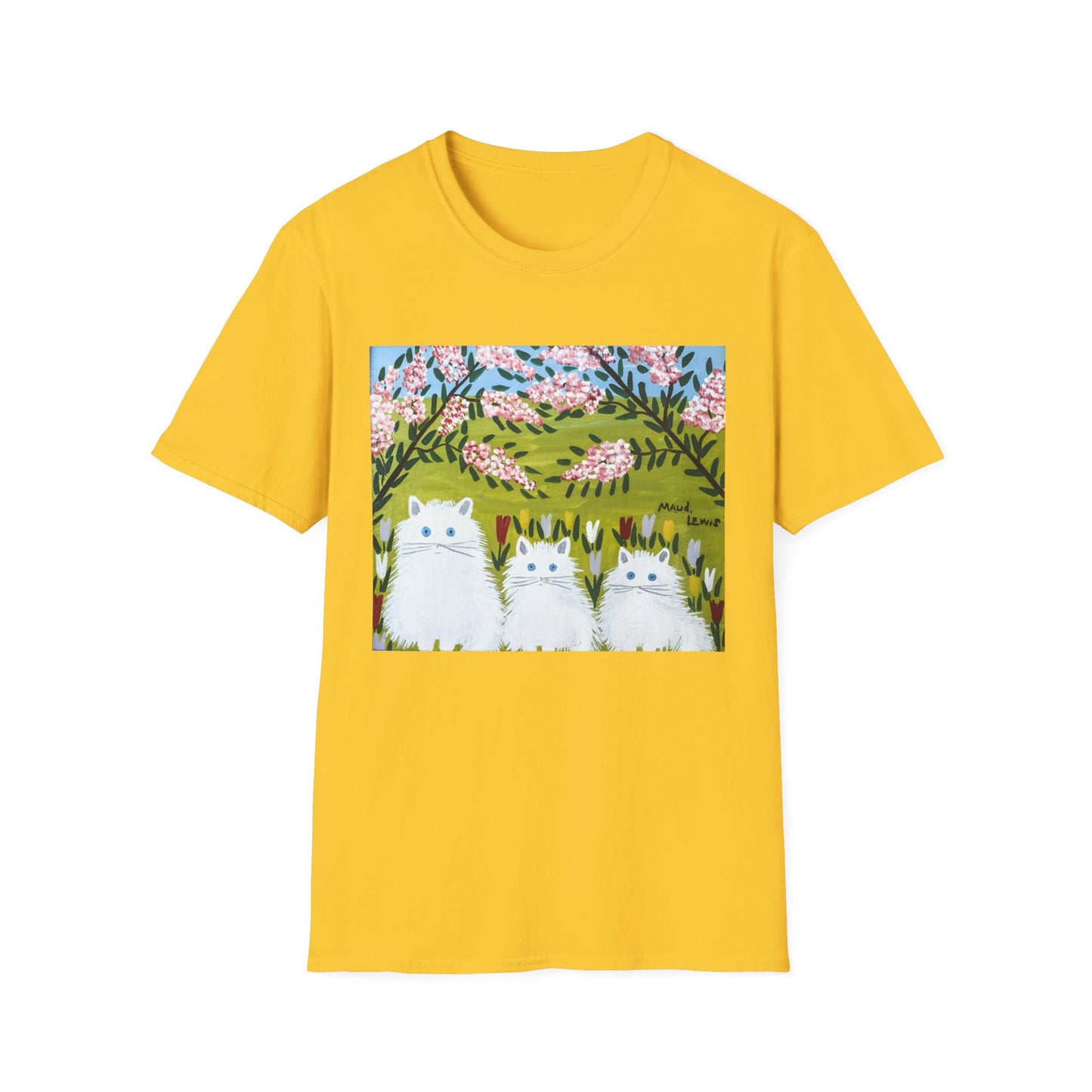 1965 maud lewis painting three white cats tshirt