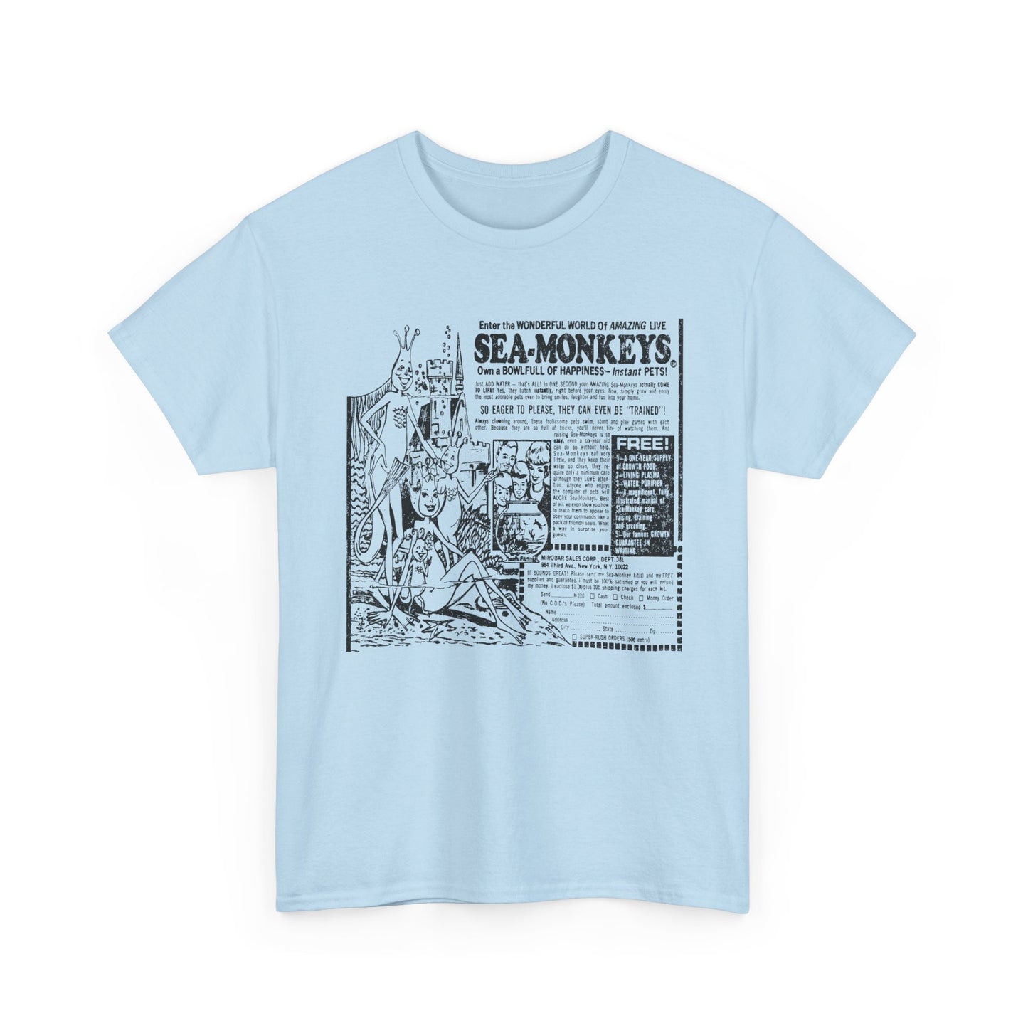 1973 sea monkeys insta pet advert black and white reproduction tshirt