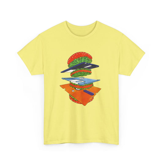 1989 uncredited art from micro mag floppy disc burger tshirt