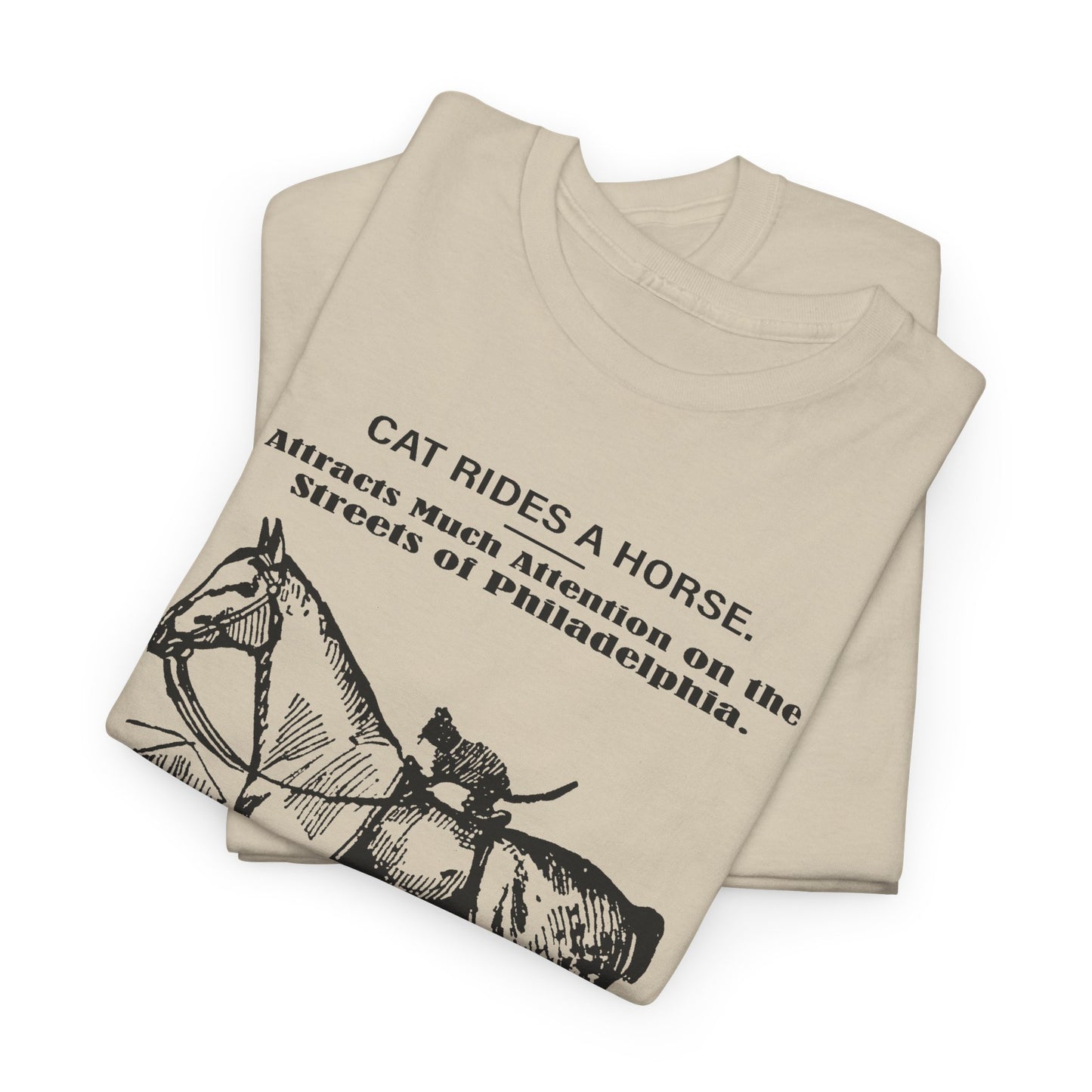 1898 cat named waffles rides horse news article drawing reproduction tshirt