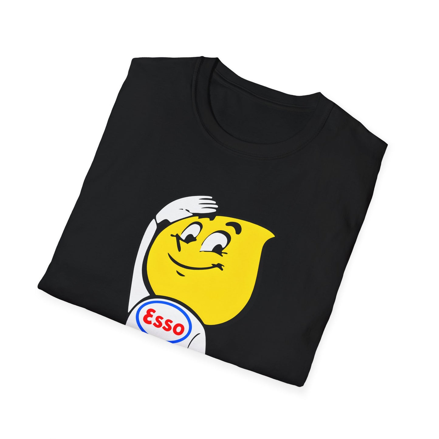 vintage esso gas station happy the esso oil drop man logo tshirt