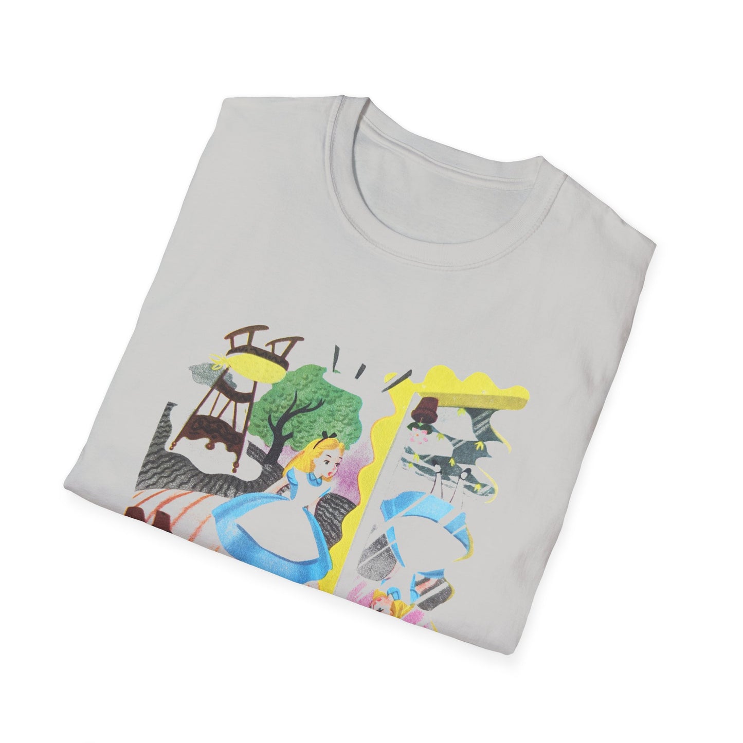 alice in wonderland alice through the looking glass upsidedown illustration tshirt