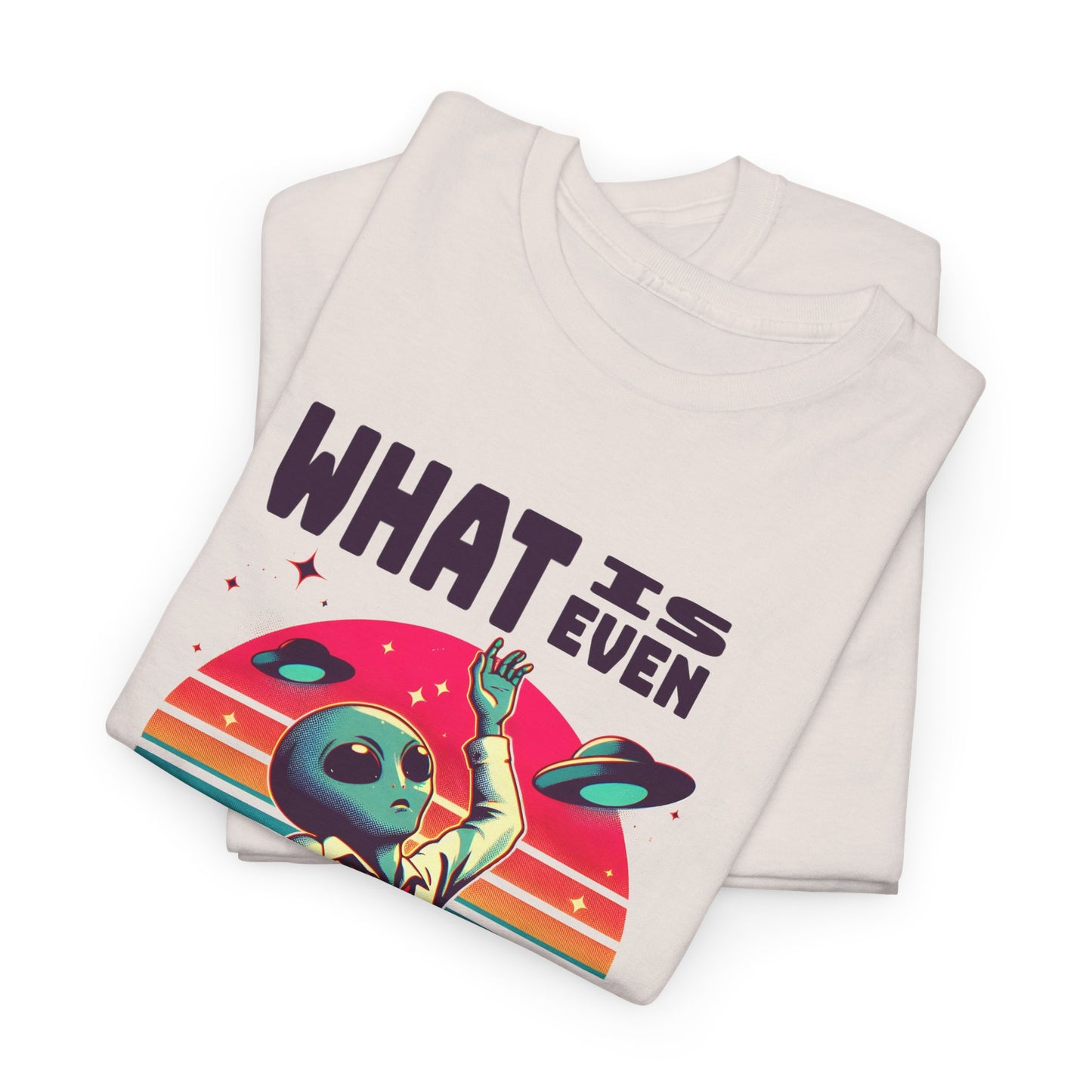 what is even happening floating businessman alien tshirt