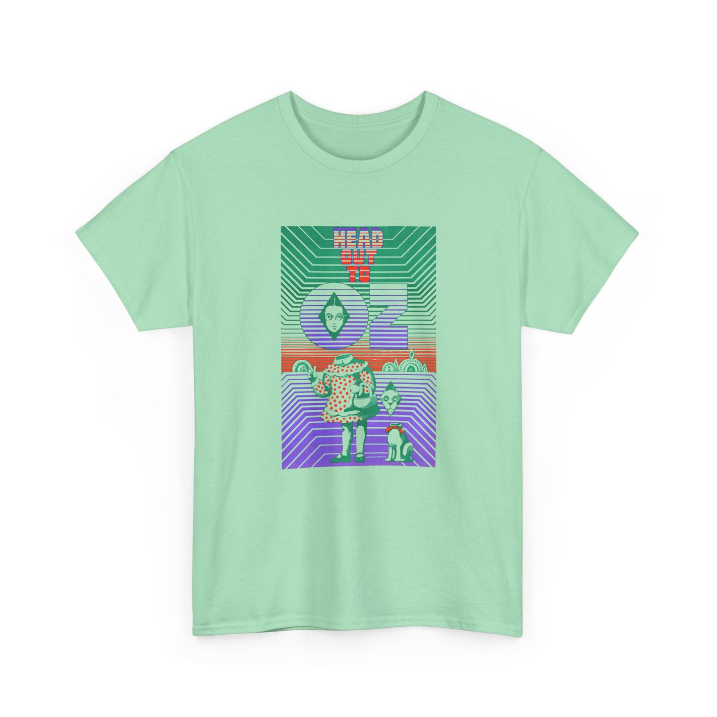 1960s head out to oz psychedelic vintage poster tshirt