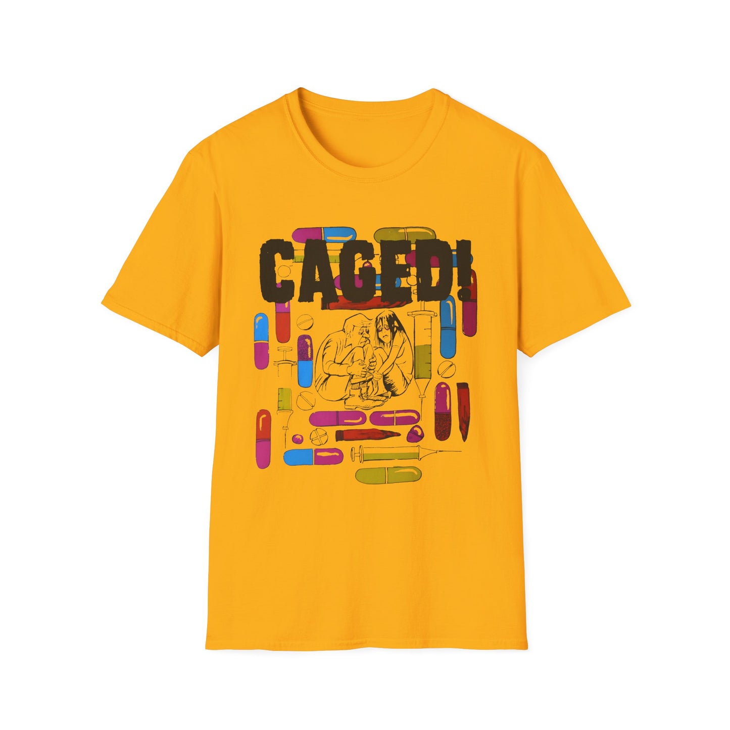 1960s/70s anti drug poster tshirt caged! by smartset smarteen s.o.s tshirt