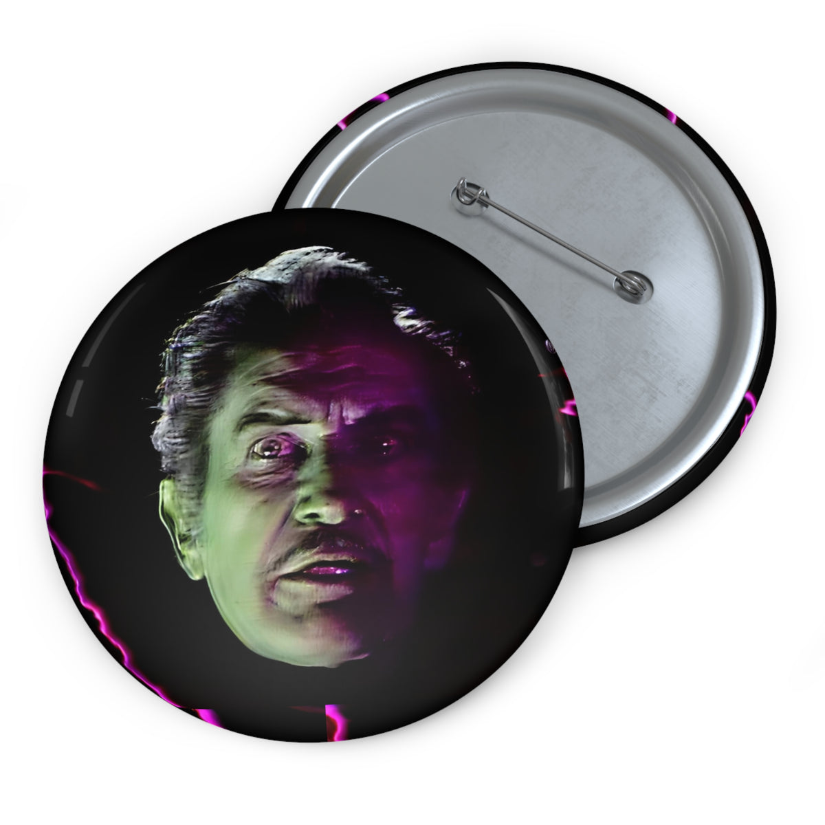 the hilarious house of frightenstein vincent price opening monologue on a custom pin buttons