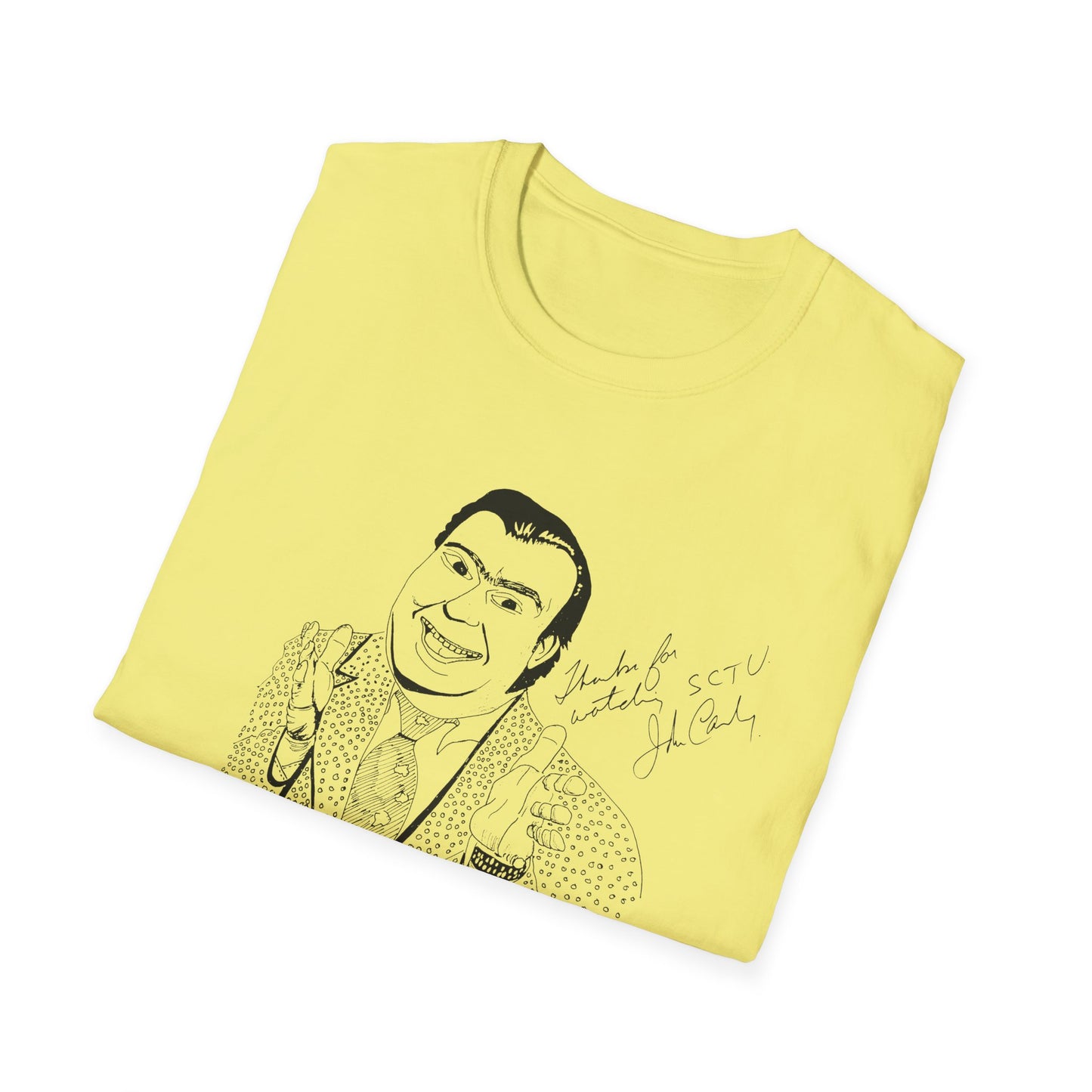 original drawing john candy with john candy's signature thanks for watching sctv tshirt