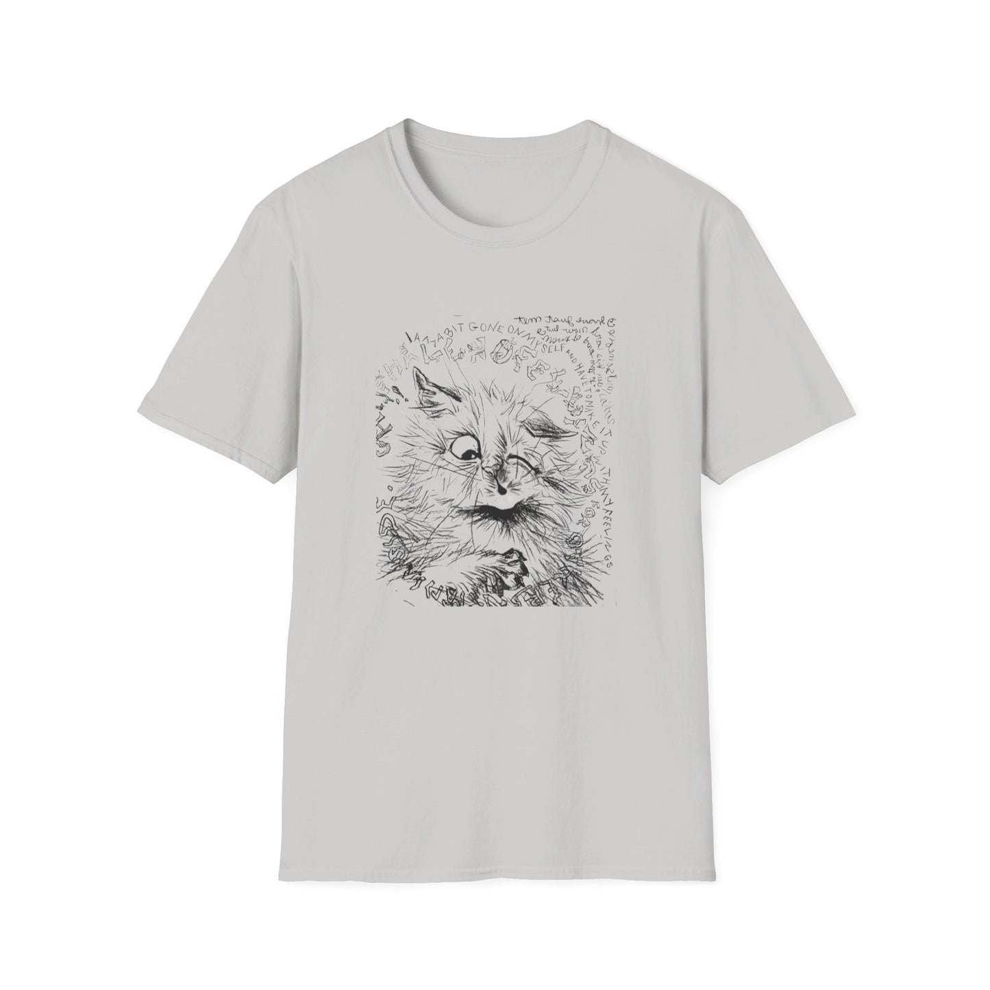 louis wain cat sketch "i am a bit gone on myself and have to make it up with my feelings" reproduction tshirt