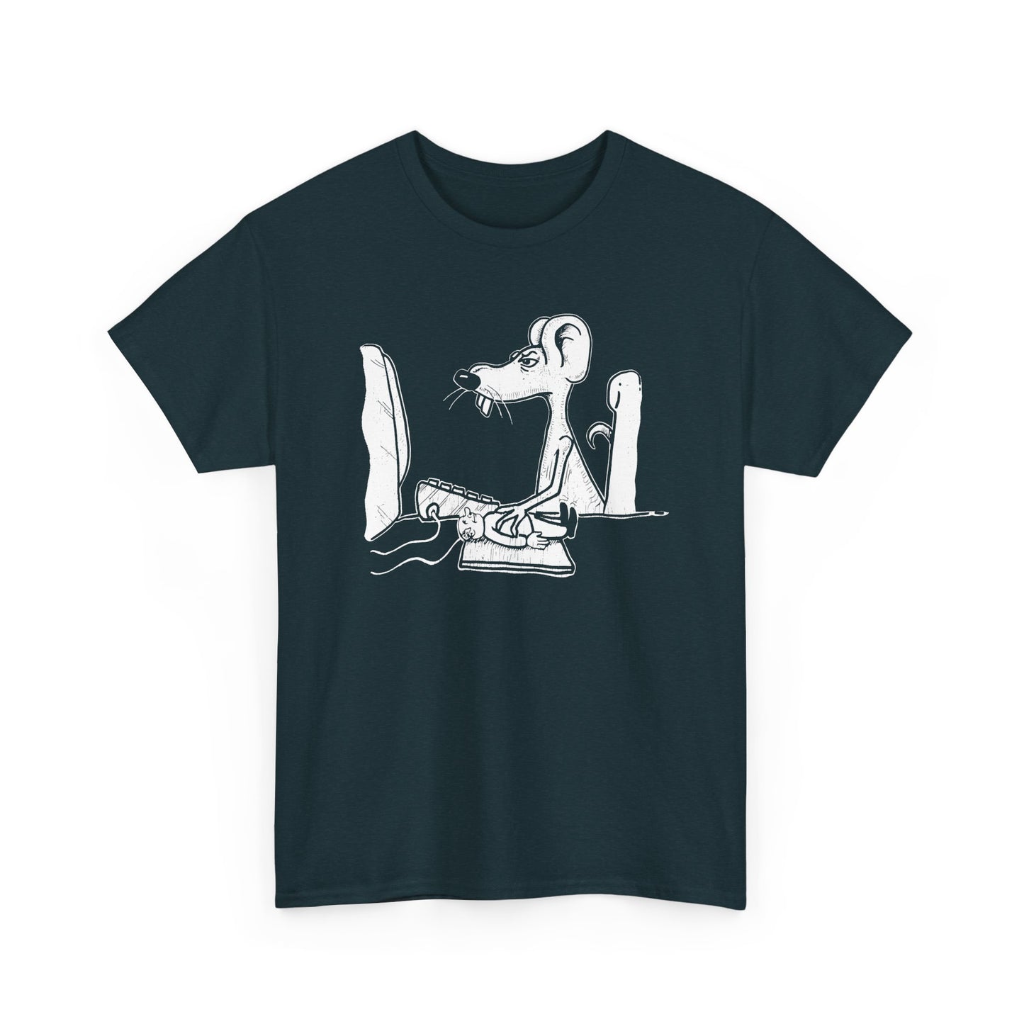 vintage 1990s mouse using man pad on a computer reproduction tshirt