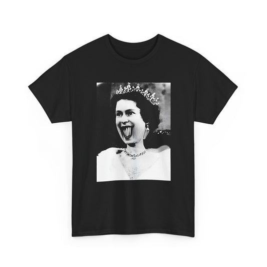 1950s queen elizabeth 2 weegee distortion photo black tshirt